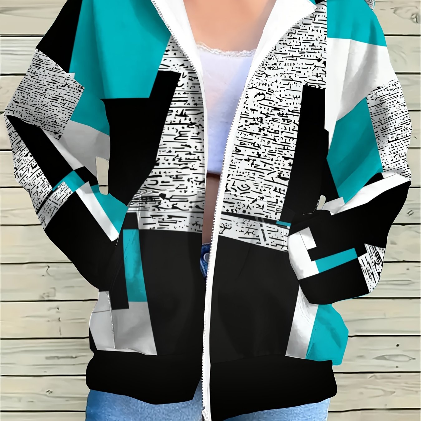 TEMU Outdoor Commuting Zipper Hooded Long-sleeve Sweatshirt, New Loose-fit Comfortable And Stylish Women's Top For Spring/autumn Daily Casual Wear