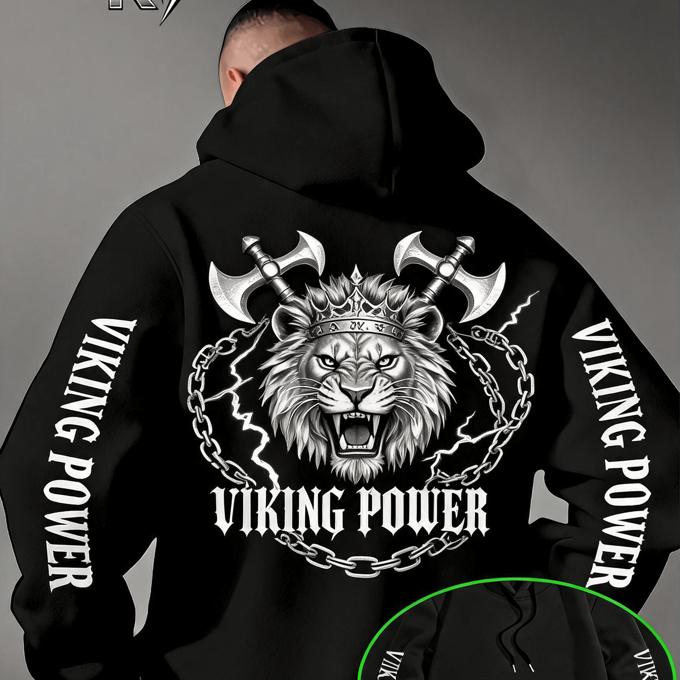 Image of Zcaynger 's Hoodie Viking And Graphic Trendy Print Hoodie Streetwear Style Men's Hoodie Fleece Thickened Warm Hoodie Autumn Winter Casual Daily Wear Gift For