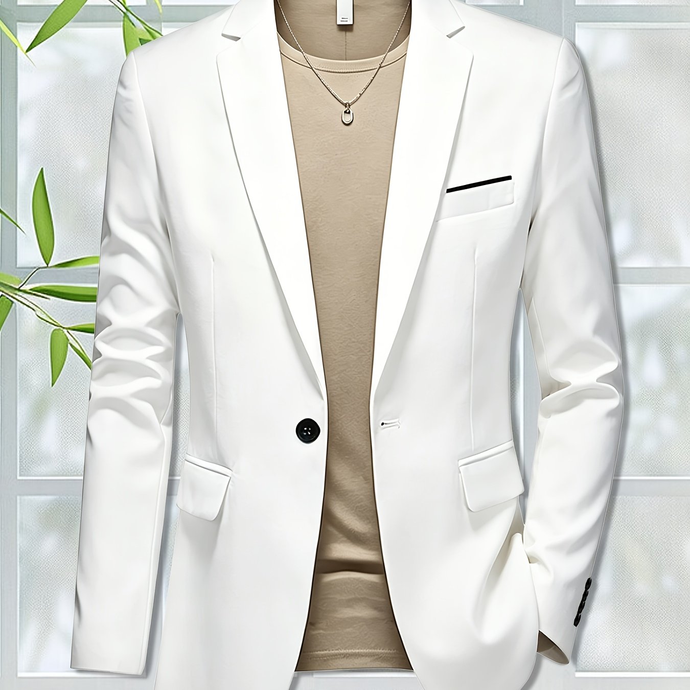 TEMU A Single-piece Men's Pure-colored Slim-fitting Single-button Jacket, Featuring A Light Business Gentleman Style, Suitable For Office Work And