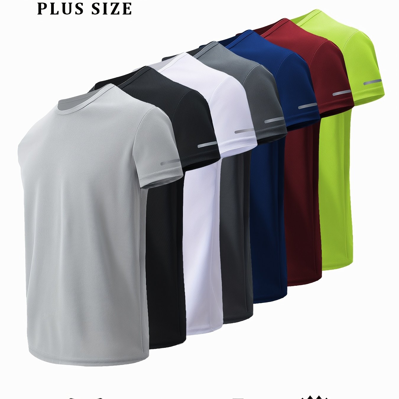 TEMU 7pcs Plus Size Men' T-shirt, 0xl-8xl, Moisture Wicking And Breathable Top, , Lightweight And Comfortable T-shirt, Running Top, Fitness Short