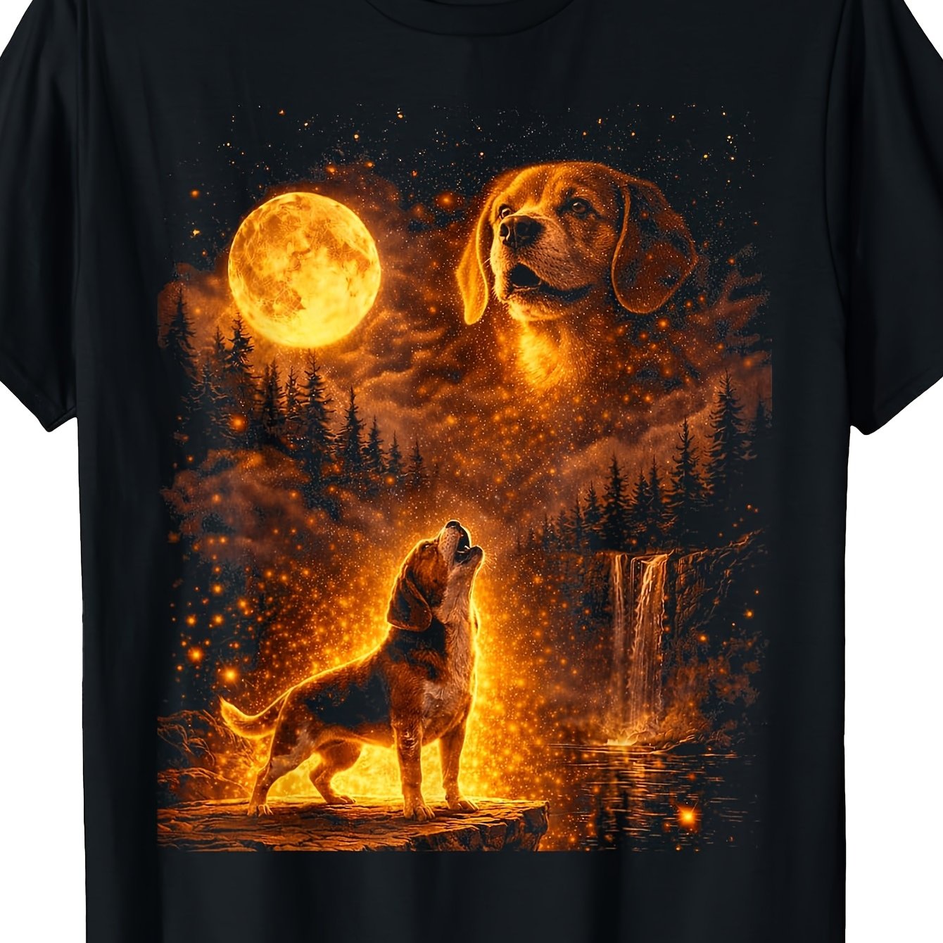 Image of Vintage Beagle At Moon Dog Graphic Tee Men's T-shirt Soft Perfect For Home|gifting|work|outdoor (birthdays|valentine's Day|mother's Day) S-3xl Unisex
