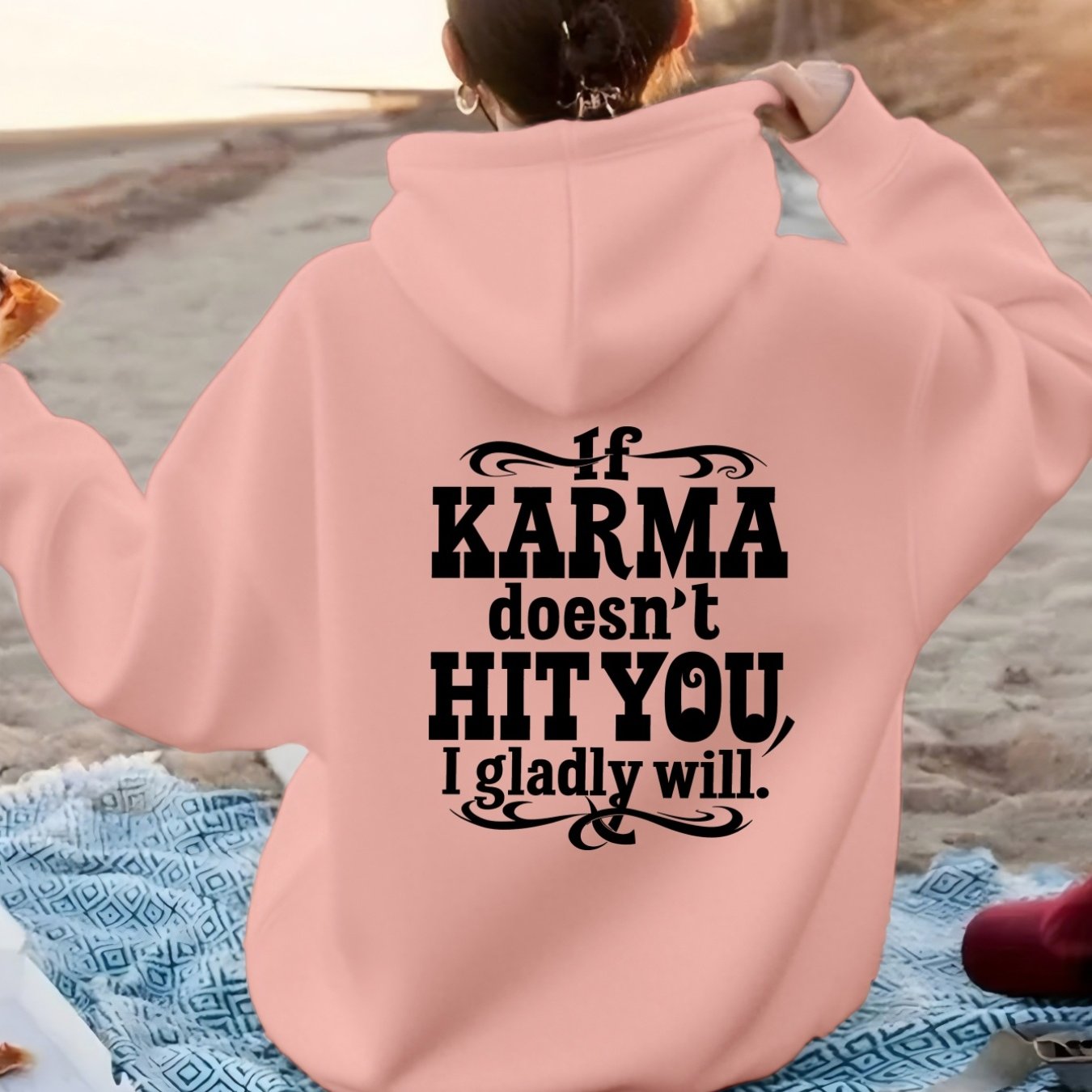 TEMU "cause And Effect, Do It" Printed Women's Fashion Casual Sports Hoodie, Back Print