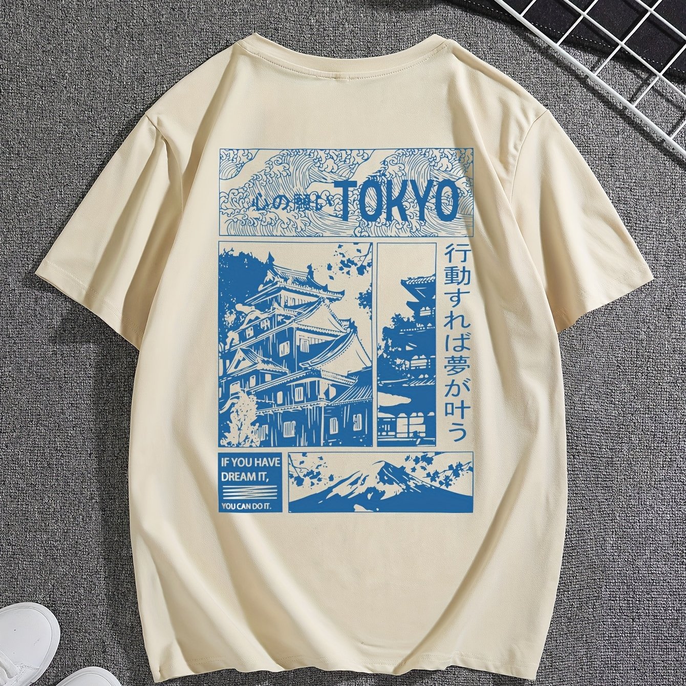 TEMU Men's Casual Versatile Letter And Landscape Print Round Neck Short Sleeve T-shirt, Summer Outdoor Sports Short Sleeve