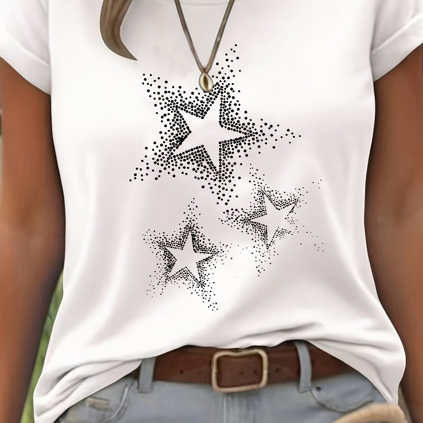 Women's Blend T-shirt - , Soft Breathable, Casual Daily Wear, Classic Crew Neck, Versatile For Any Outfit, Multiple Colors, , Machine Washable, Xs-xxl