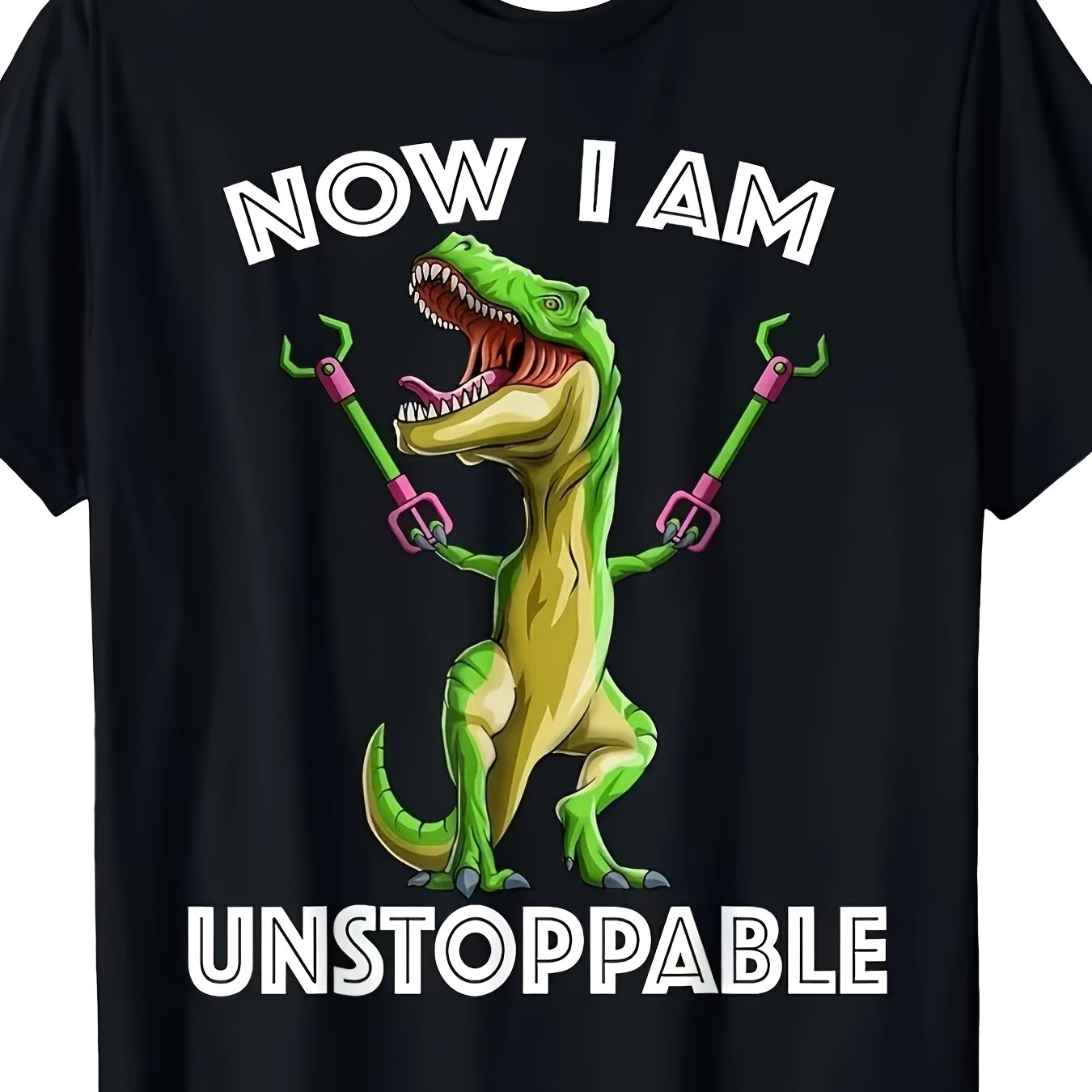 TEMU Men's Plus Size Dinosaur T-shirt - Graphic Print, Casual Round Neck Short Sleeve Tee Suitable For Parties, Outdoor Sports & Casual Attire,