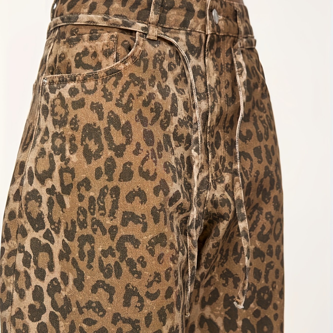 Leopard Print Belted Jeans
