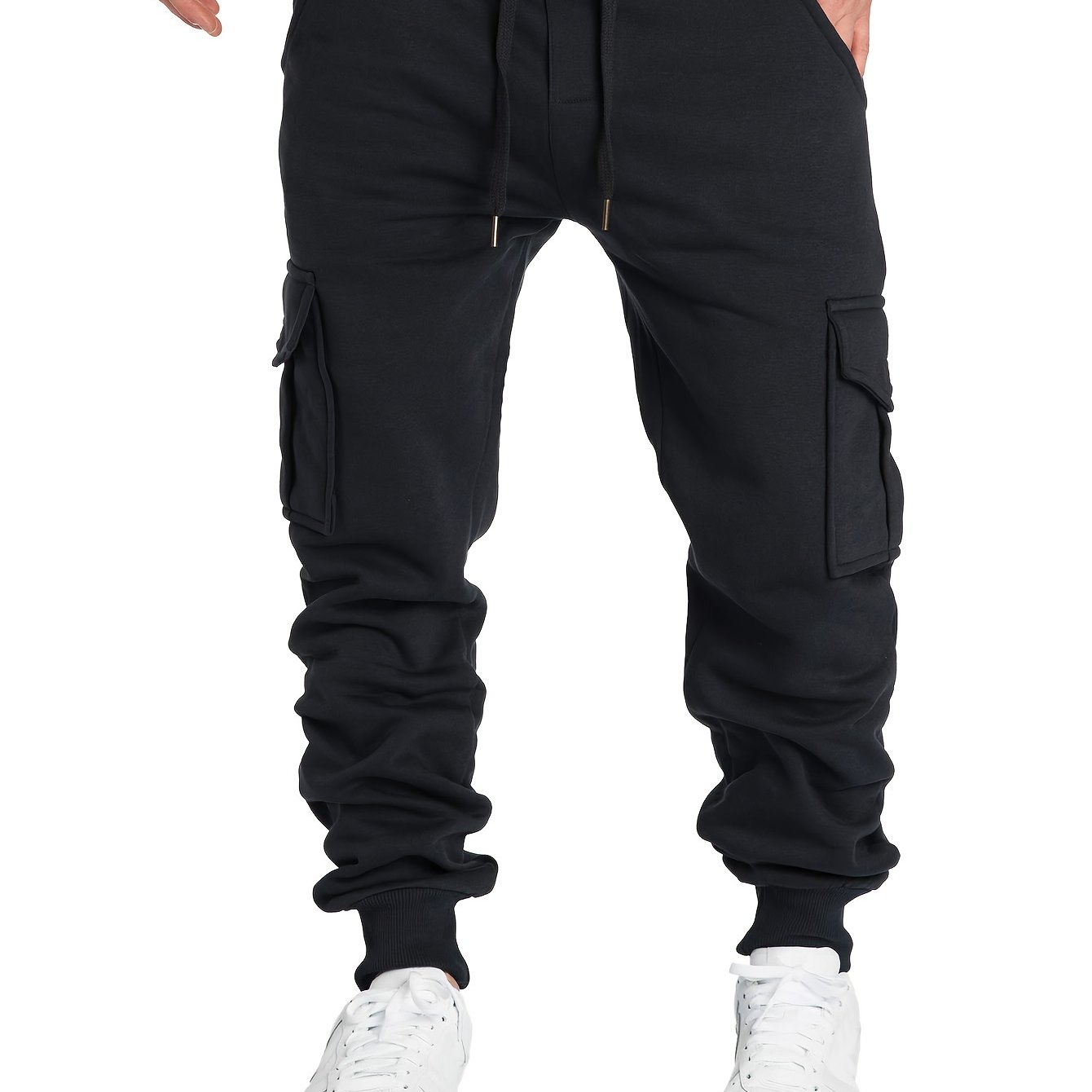 Autumn Winter Men's Casual Athletic Pants, Thickened Pocket Jogging Training Tapered Trousers