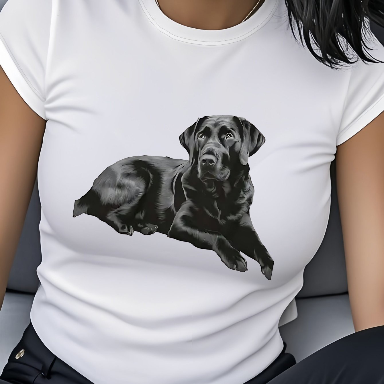 TEMU A Dog Pattern Printed T-shirt, Short-sleeved And Round-necked, Designed For Women. It Features A Stylish And Minimalist Look, Perfect For Casual