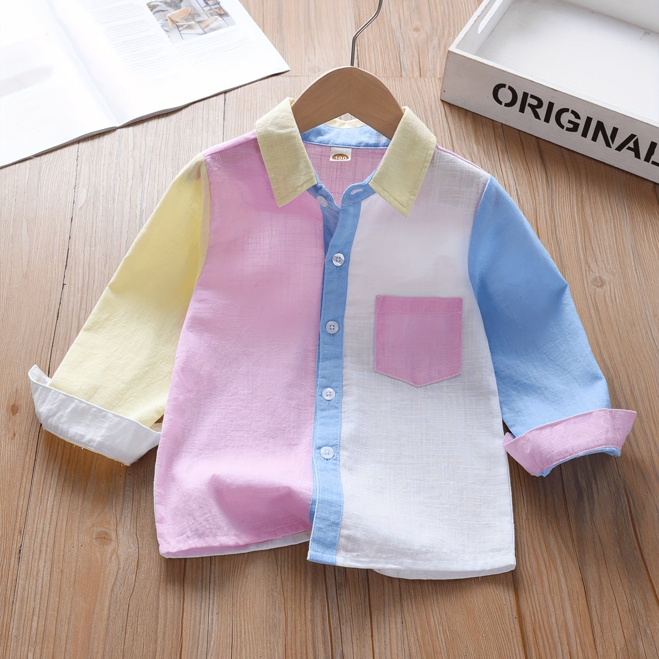 Block Shirt For Girls, Spring Summer Long Sleeve Blouse