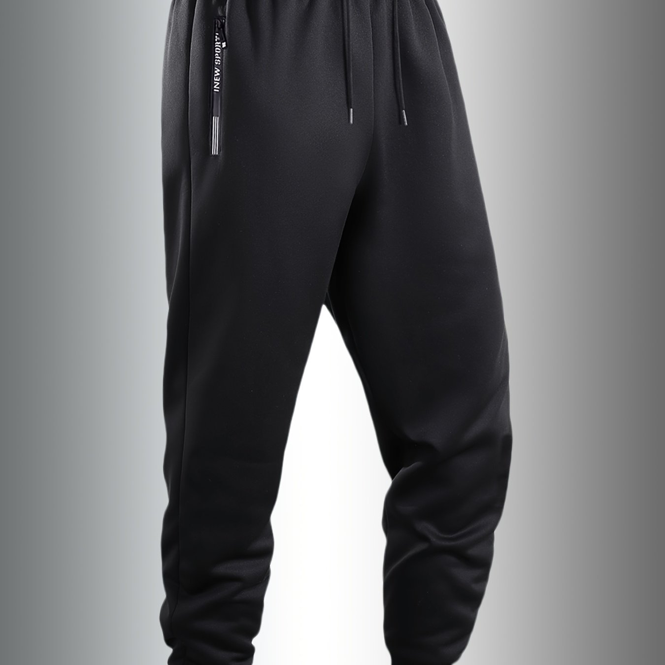 TEMU Men's Casual Sports Jogger Pants With Side Letter Zipper Pockets, Elastic Drawstring Waist, Perfect For And Occasions, An For Gym Workouts And