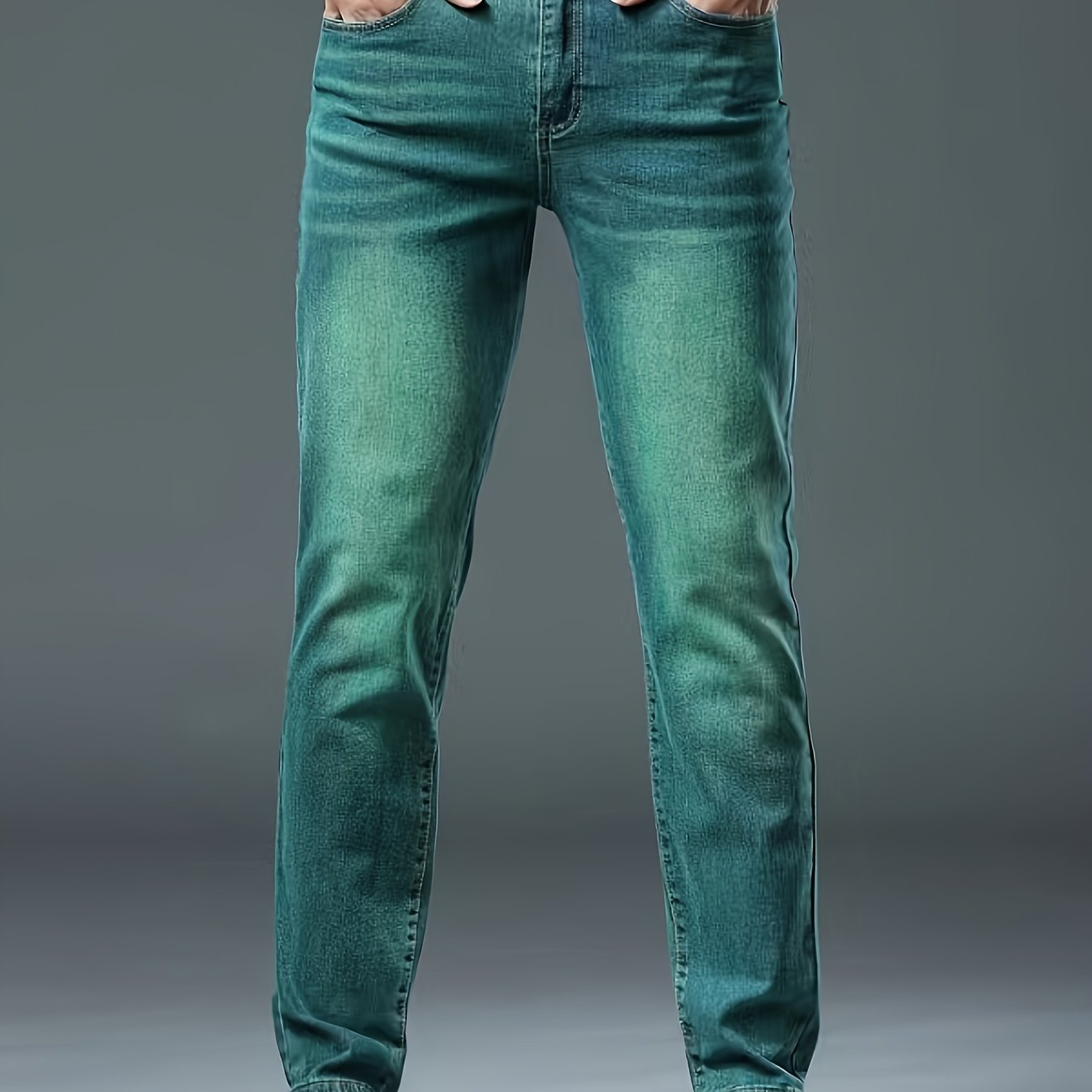 Men's Stretch Slim Fit Green Jeans, Multi- Trousers Suitable For