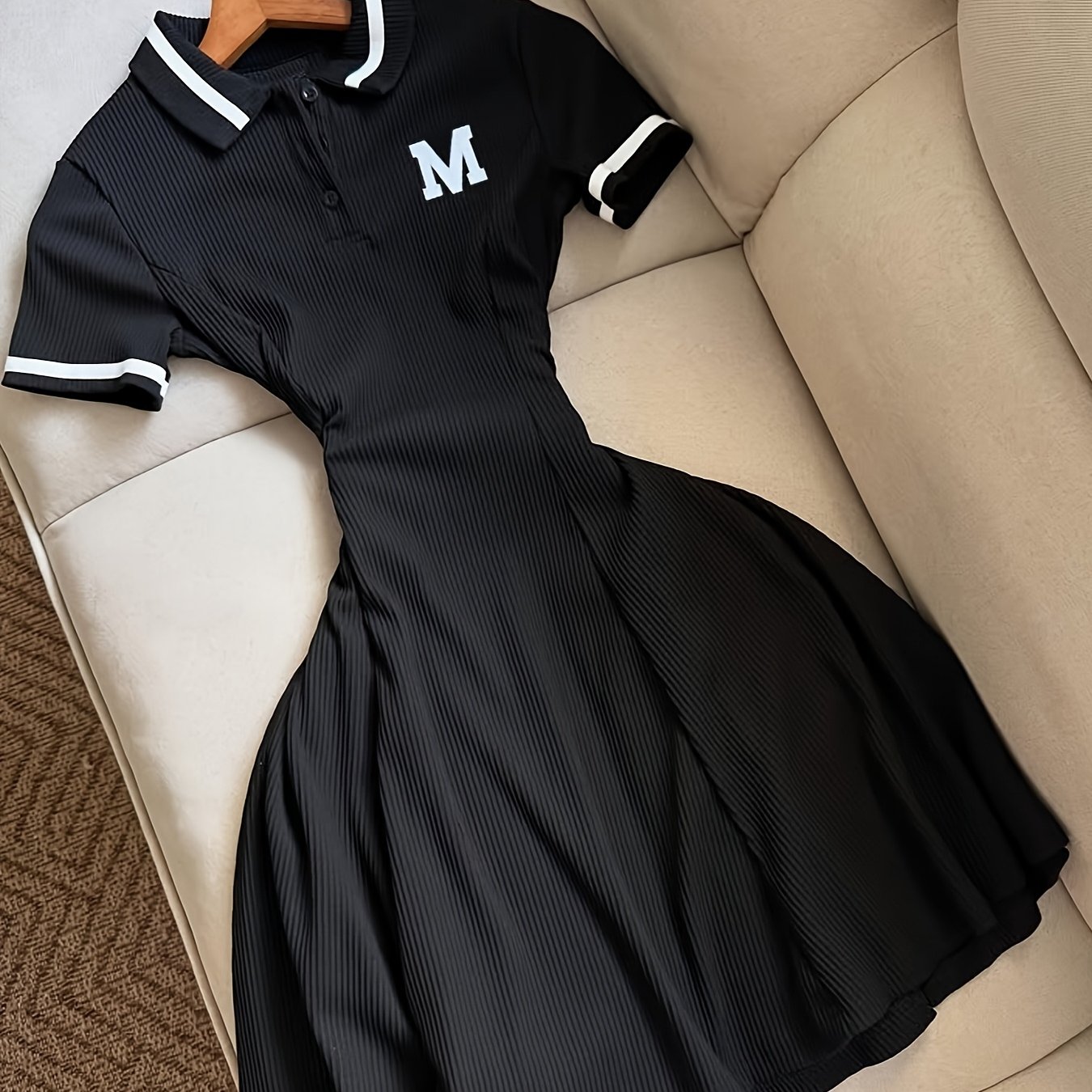 TEMU Y2K Vintage Damenkleid – Knopfleiste, schmeichelhafter Schnitt, nicht durchsichtiger Stoff für Casual & Business-Outfits – Retro-Mod-Rock mit