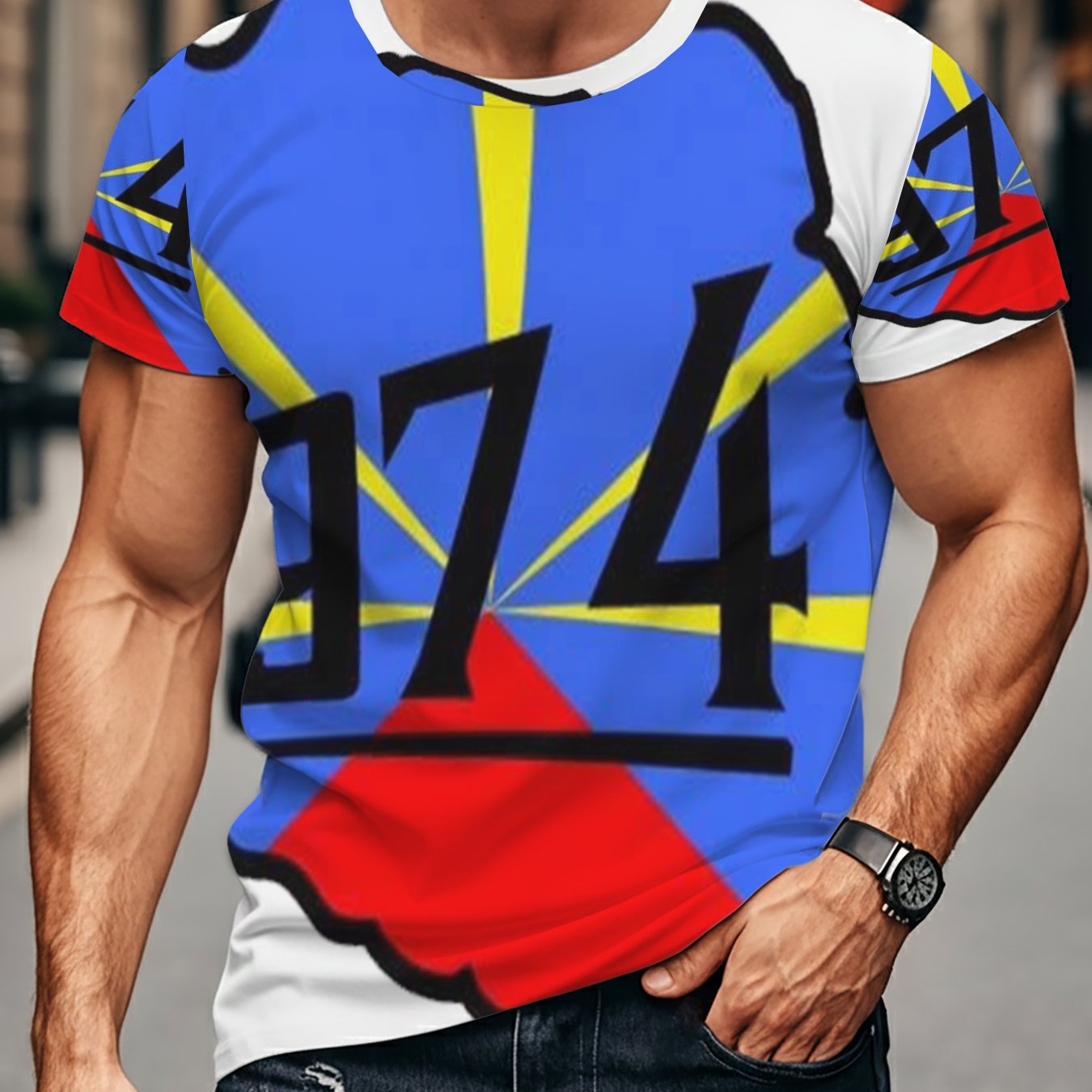 TEMU T-shirt Homme Imprimé Numérique Drapeau de la Carte Décontracté Tenue d'Été Cadeau pour Père Fête des Pères