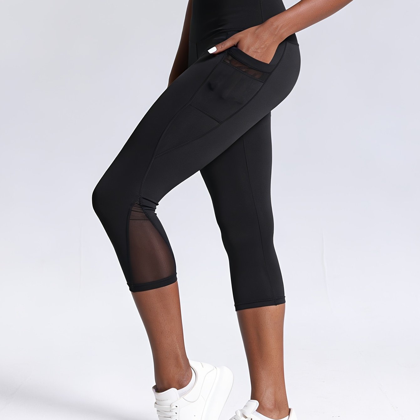 E-shop Sommerliche Halbtransparente Caprihosen mit Elastischem Bund – Slim-Fit Sportlaufhosen für Fitness, Reisen & Freizeit – Atmungsaktive