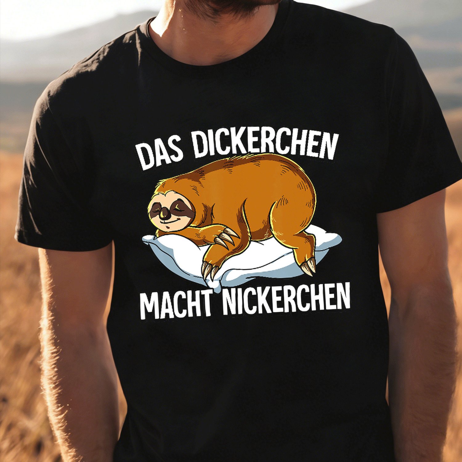 Image of Plus Size Schlafanzug Faultier Das Dickerchen Macht Ein Nap Unisex Adult Black Short Sleeve T-shirt S For Men Women Unisex Funny T-shirt, Plus Size