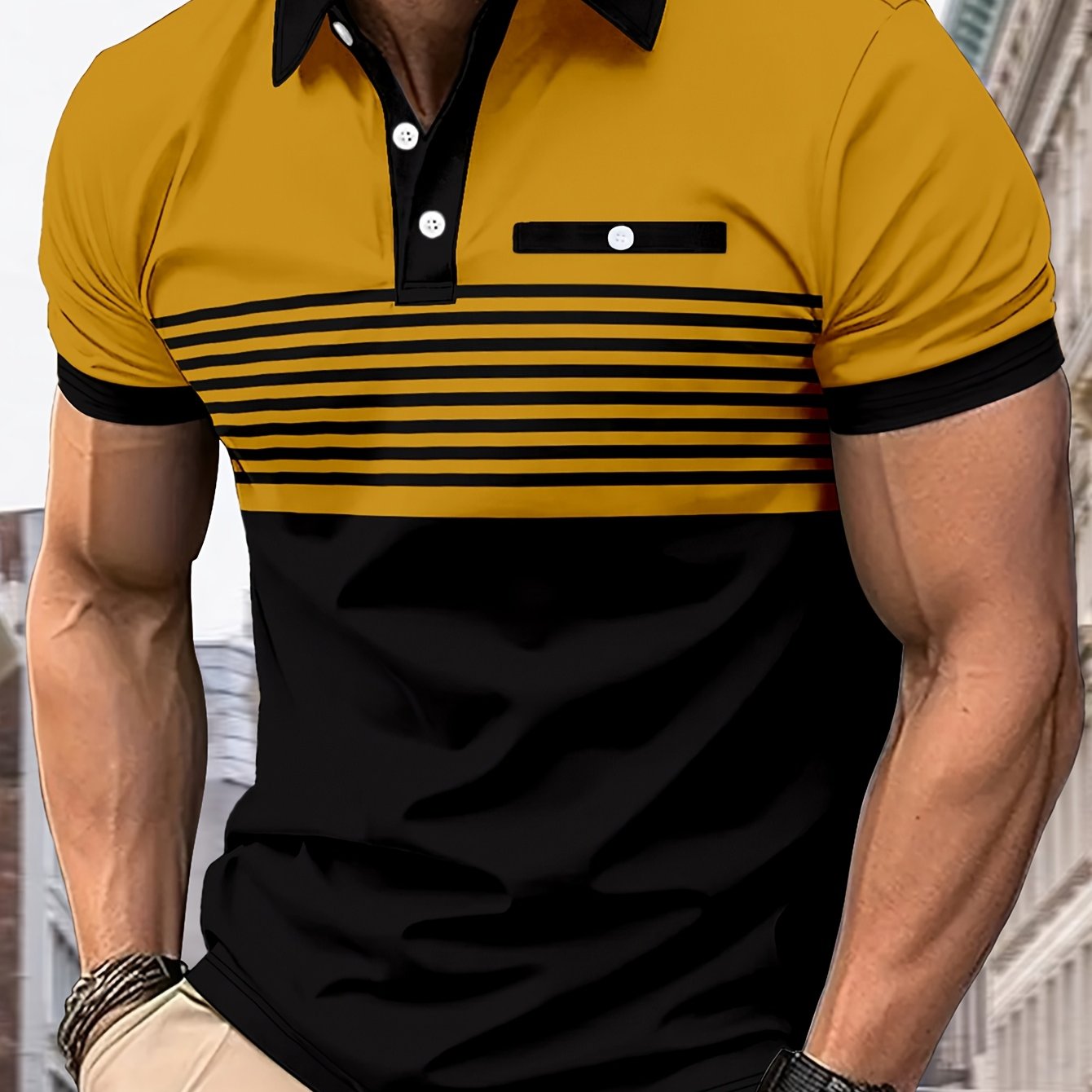 TEMU Polo d'été à manches courtes pour hommes, mode streetwear décontractée