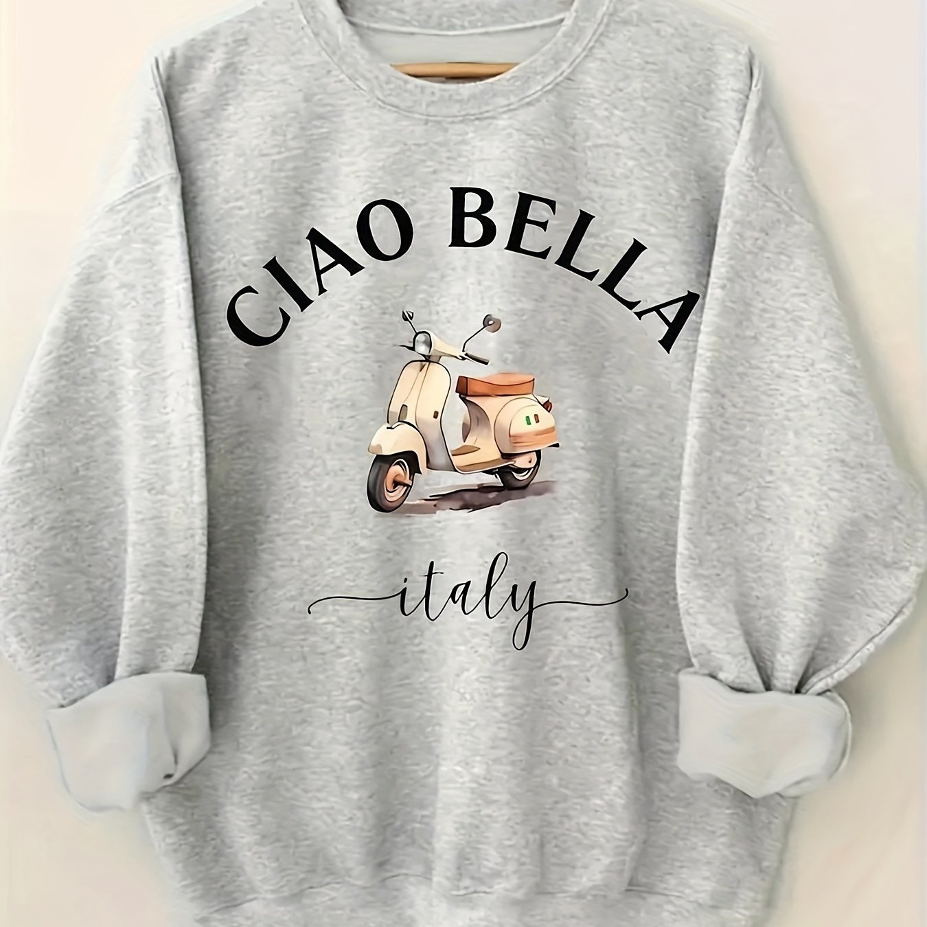 TEMU Alphabets Print Crew Neck Sweatshirt - Soft Micro Elasticity Fabric, Casual Styling For Women, Perfect For Spring And Fall