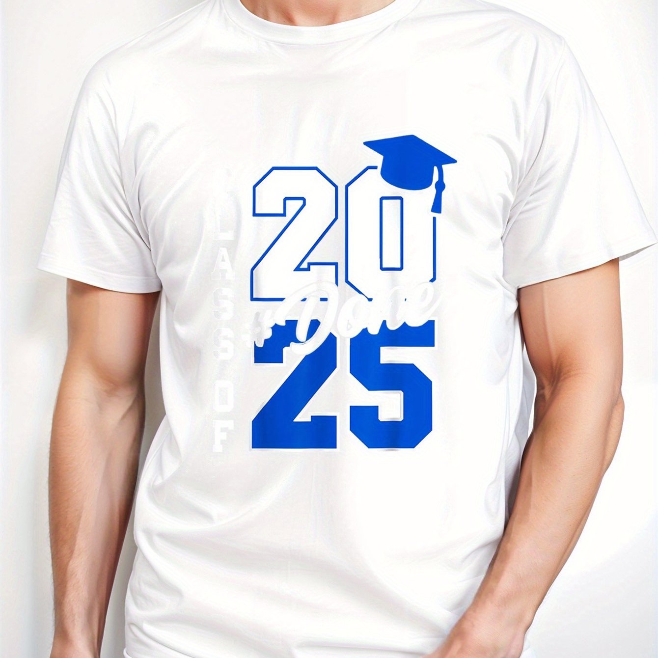 Class of 2025 Graduation * TShirt, Blue and * Print, Crew Neck Short Sleeve Comfortable Summer TShirt, Suitable for * and Exercise, Casual Fashion, mens t shirts, shirts for men, mens clothes, 100% cotton, S-XXXL