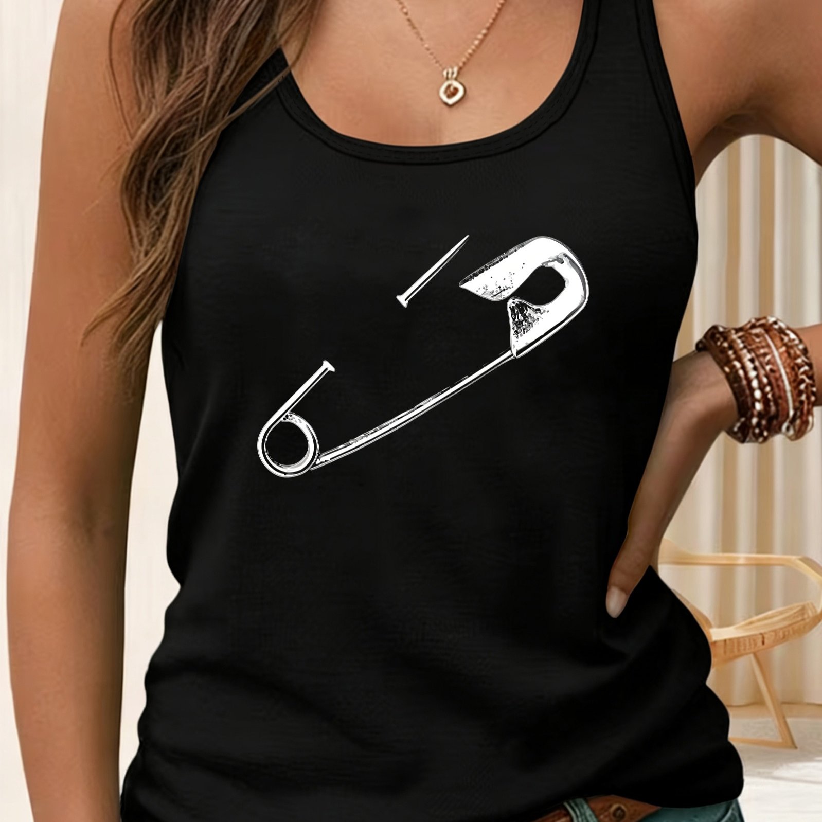 TEMU Y2k 001 Women's Sleeveless Tank Top, Casual And Fashionable, Women's Spring/summer Casual Sportswear, Sizes S, M, L, Xl, Xxl 5346