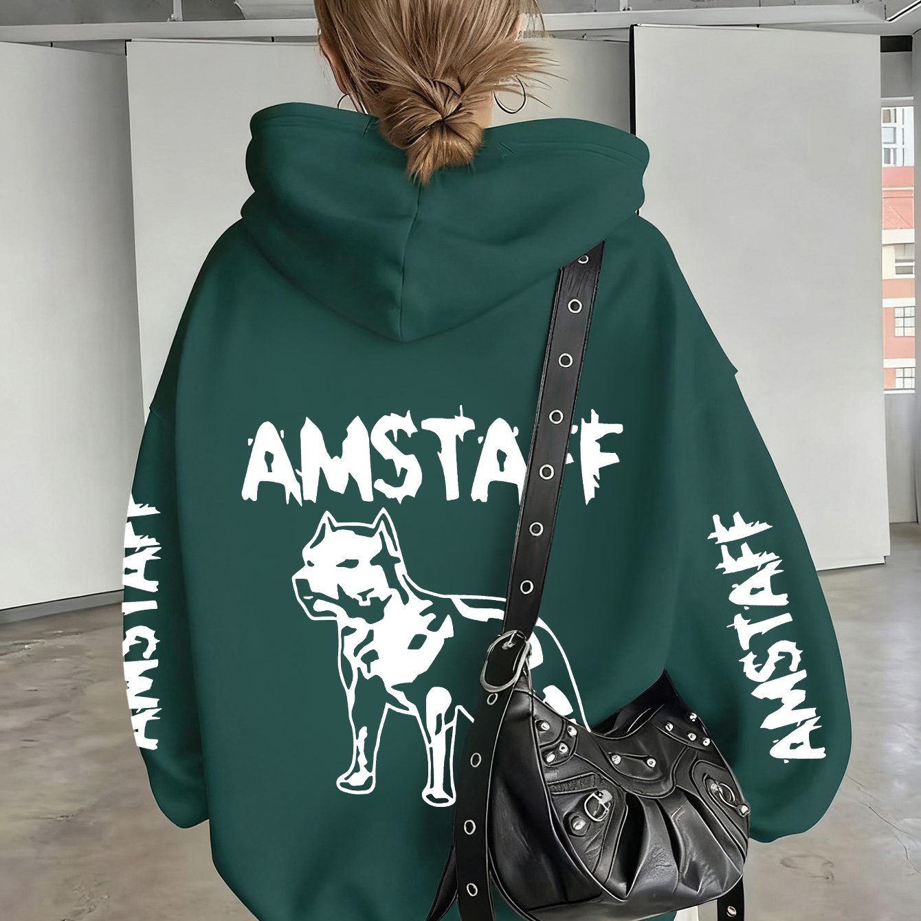 TEMU Large Hooded Sweatshirt With American Print, Casual Zipper Jacket With Pockets, Autumn And Winter Hoodie, With Pattern