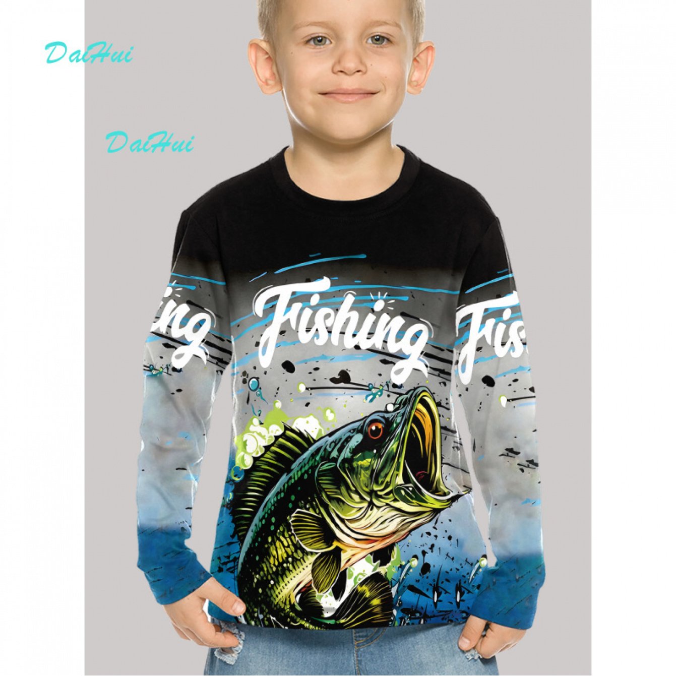 TEMU Love [print Design-nottextured] Print Boys' Casual Round Neck Long Sleeve T-shirt, Featuring [print Design-nottextured] Cool Cartoon Print,