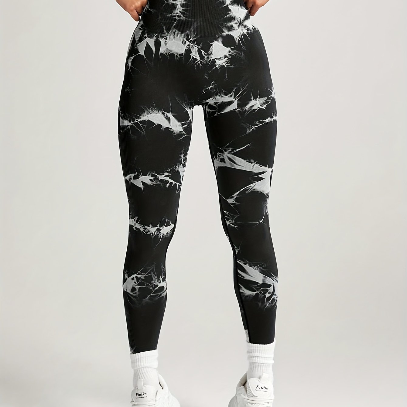 E-shop 009 - Schwarze Drift - Nahtlose Stretch High-Waist Po-Lifting Bauchkontrolle Tie-Dye Fitness Leggings