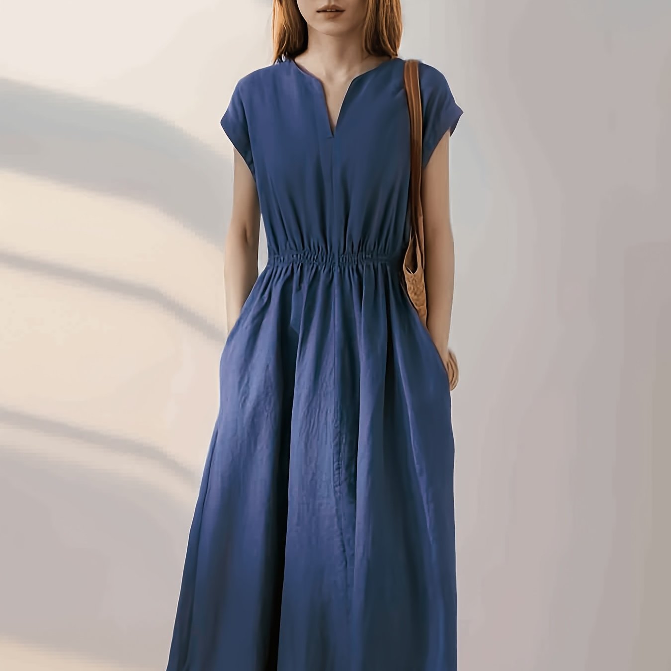 Image of Easy, Elegant, High-end New Thin, Loose, Temperament, Mid-length, Waist-cinching Dress For Women