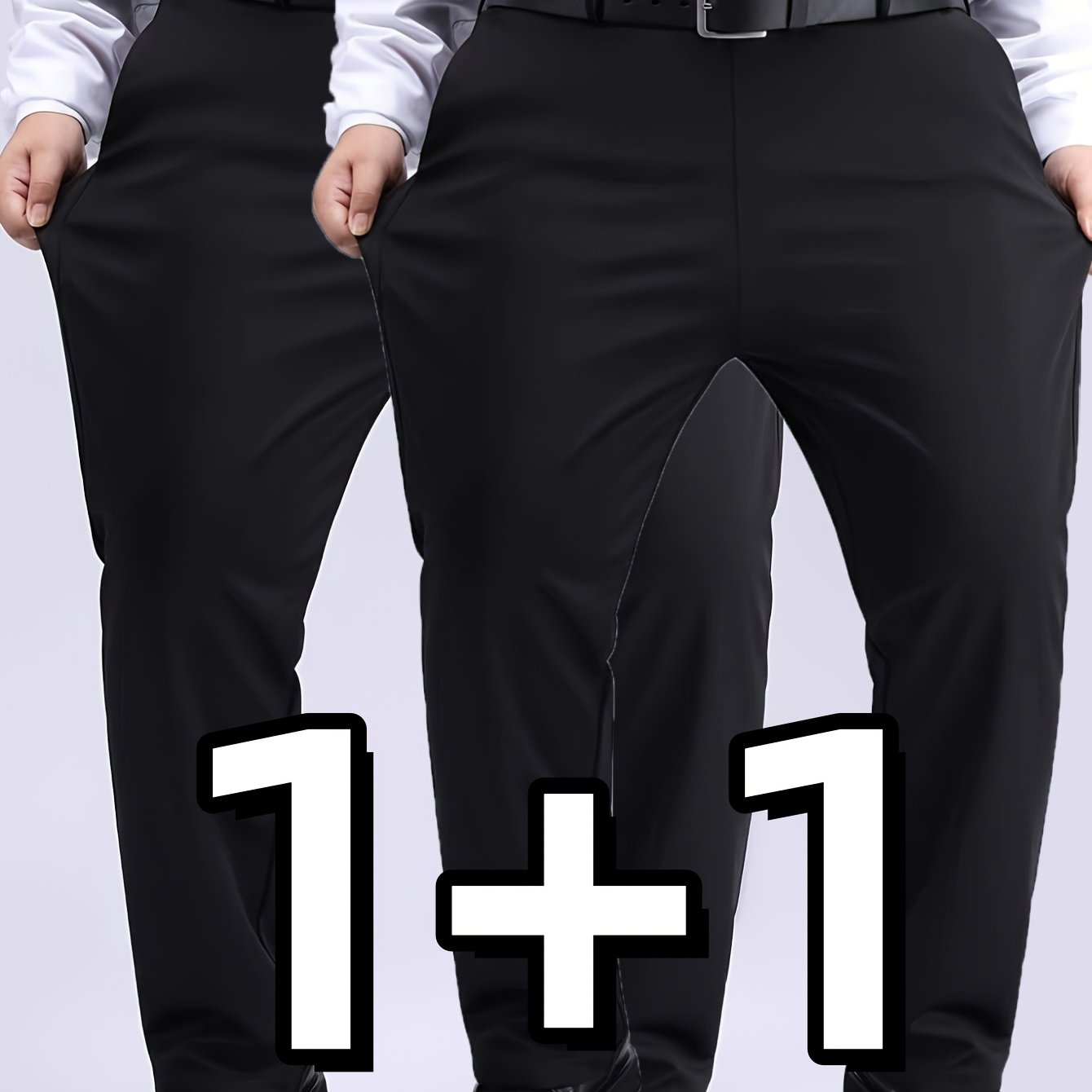 E-shop 2er-Pack Herren Business Casual Hosen in Übergröße | Eleganter und Stil, mitteldehnbares Webstoff, Unifarben, Passform, geeignet für alle