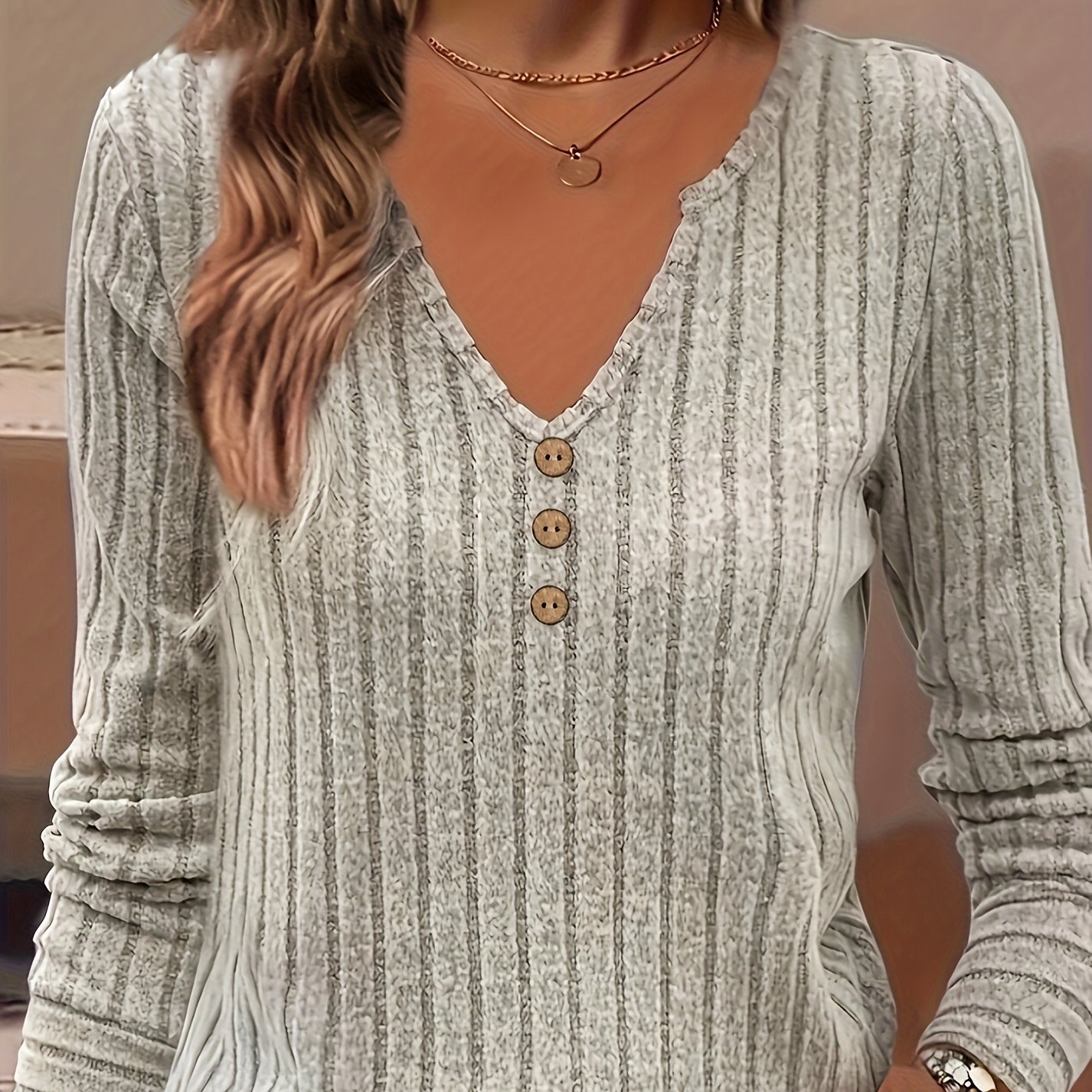 E-shop 1 Stück Unifarbenes Rippen-Langarmshirt, Neue Cross-Border Mode Casual Pullover für Damen