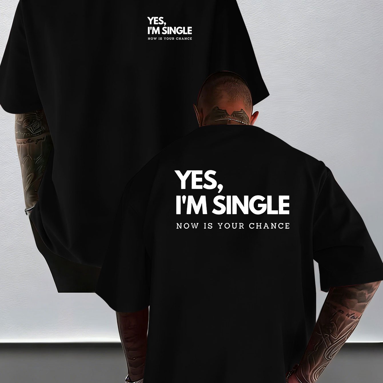 TEMU Trendy Brand Creative , Yes I'm Statement Print T-shirt, Attitude , And Stylish, Men's Summer Fashion Short Sleeve T-shirt, Front And Back Print
