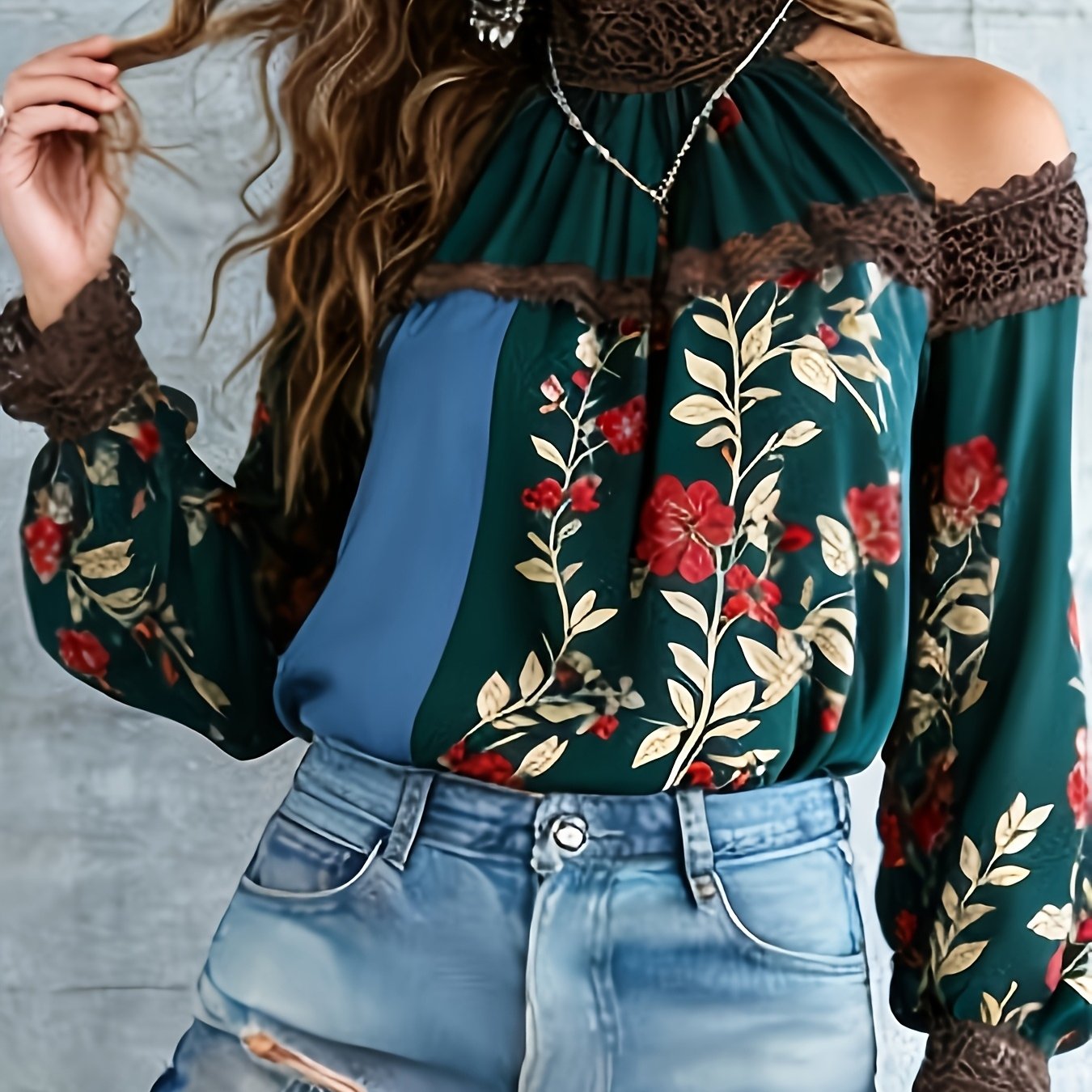 [lace Shirt] Women's Elegant And Beautiful Blouse, Comfortable And Breathable With Lace Trim.suitable For Daily Wear And Summer