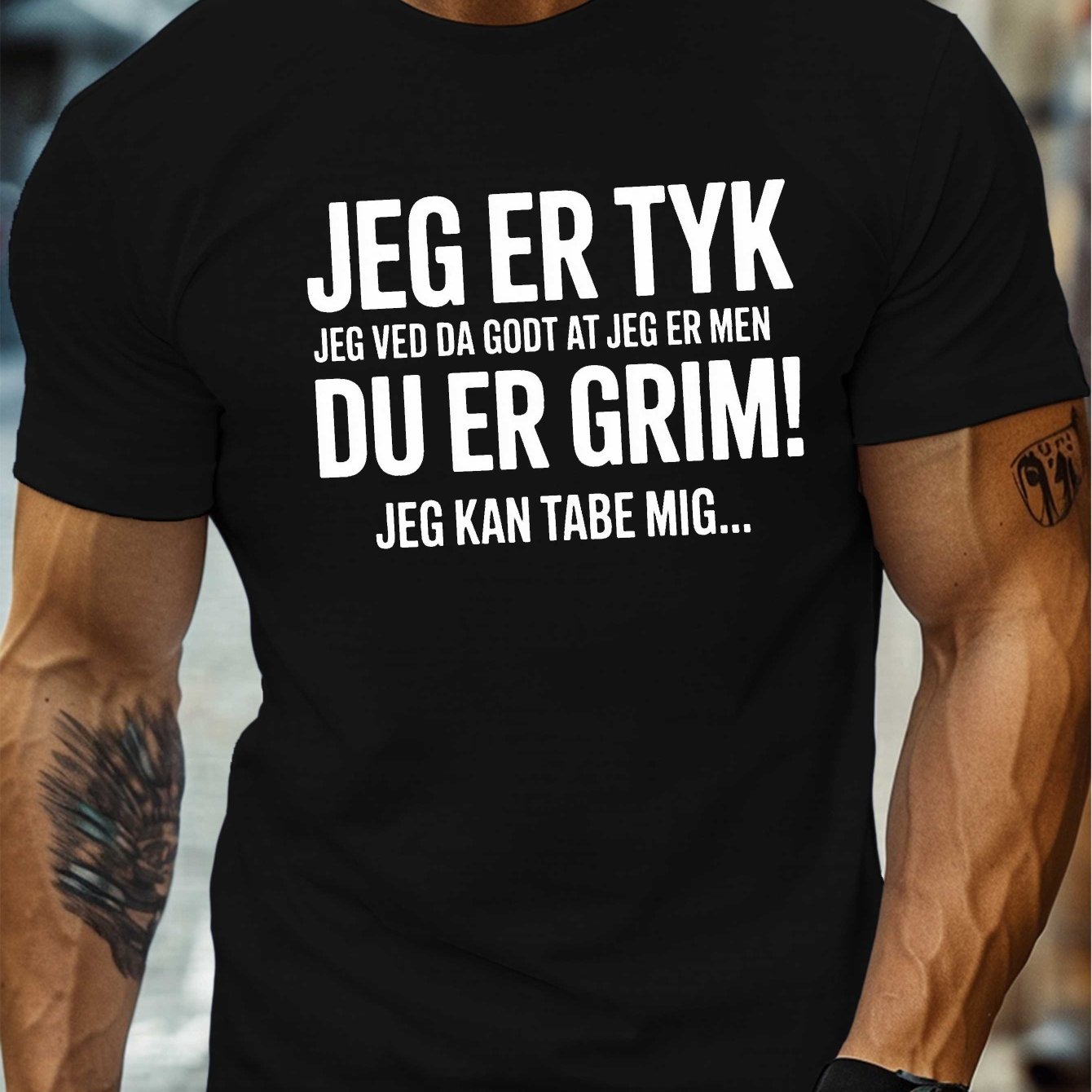 TEMU Casual Summer T-shirt For Larger Men Featuring A Graphic Print With A Humorous Danish , Wear, Plus Size