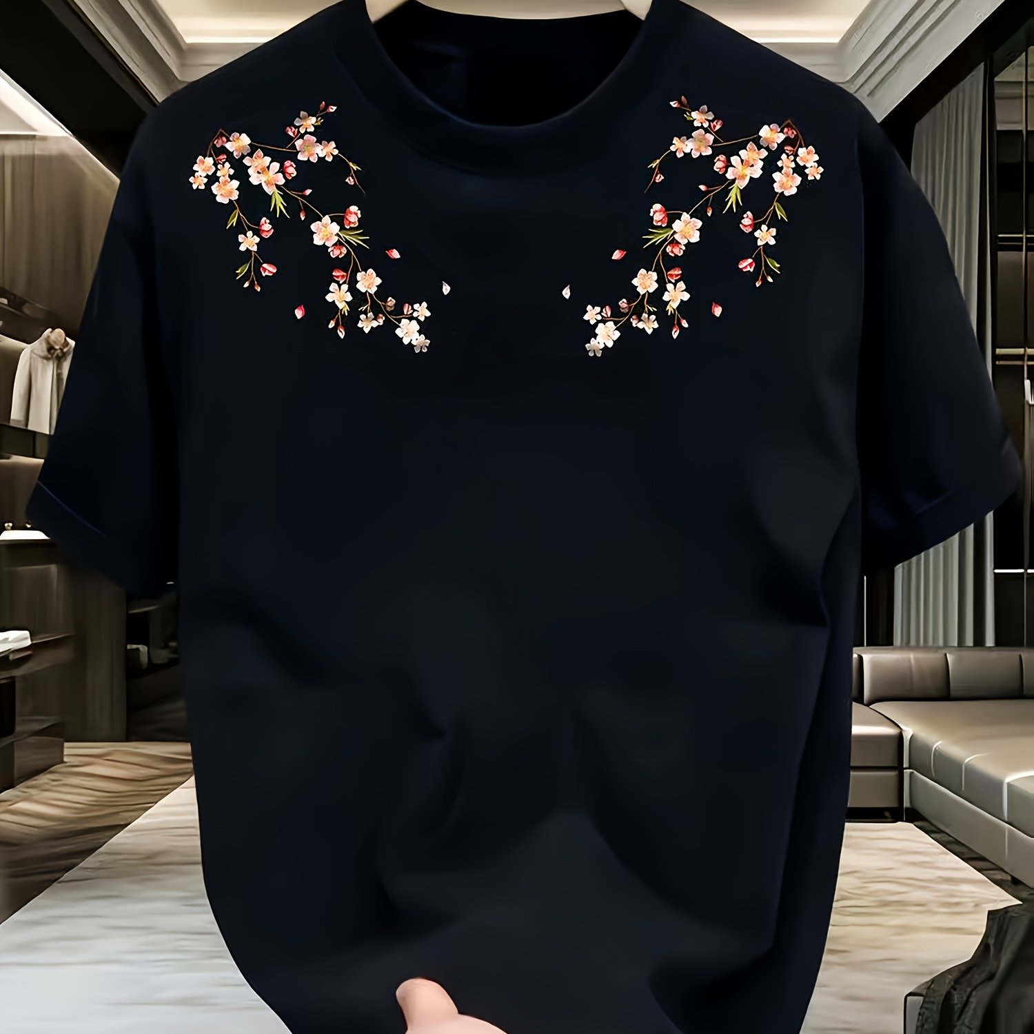 Image of Women's Casual Red T-shirt With Floral Pattern - Short Sleeve, Round Neck, Lightweight, Summer Fashion Top, Ladies T Shirts