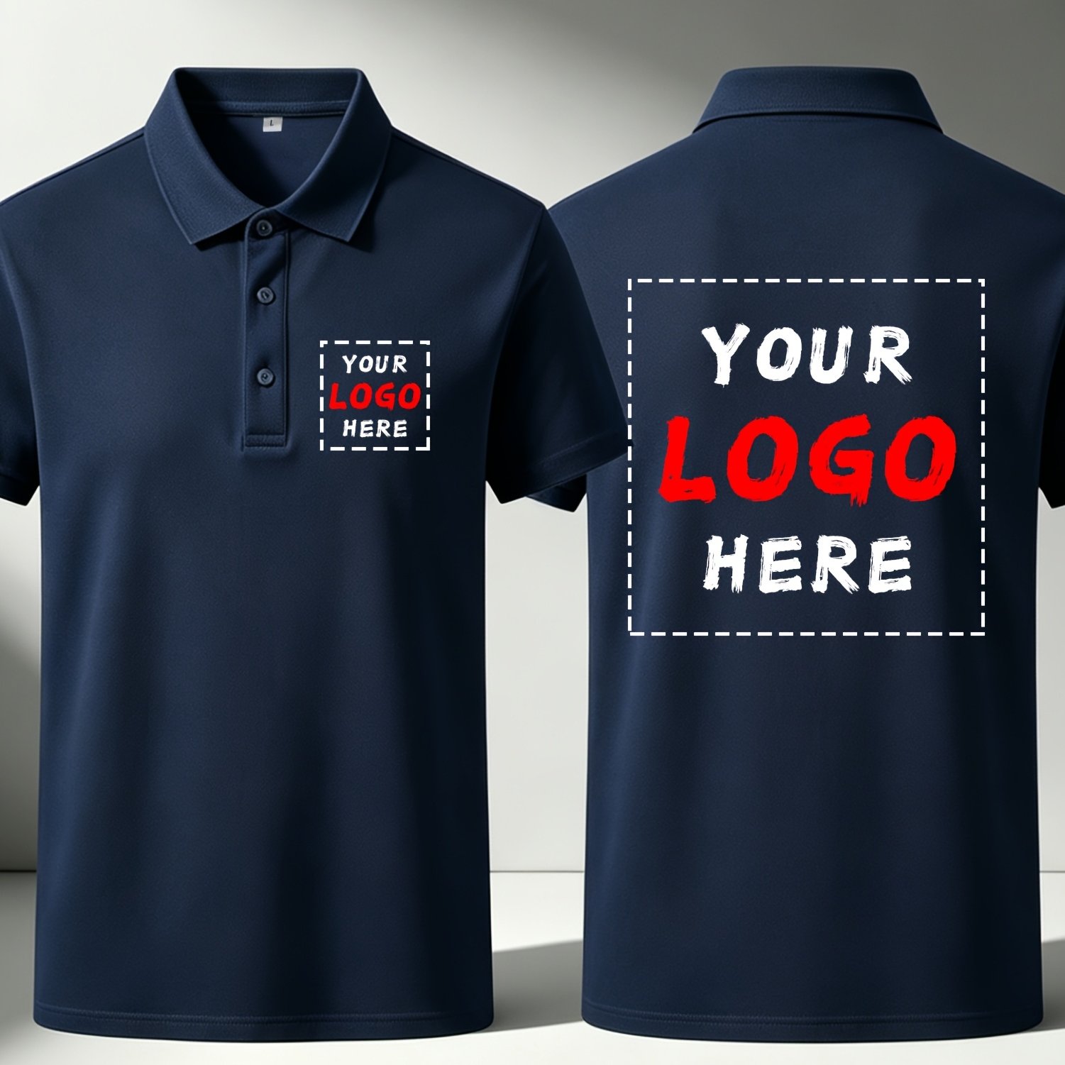 TEMU Men's Custom Shirt, Summer Lapel Short-sleeve T-shirt, Custom Logo/pattern Printing, Breathable & Quick-drying, Corporate Workwear/team