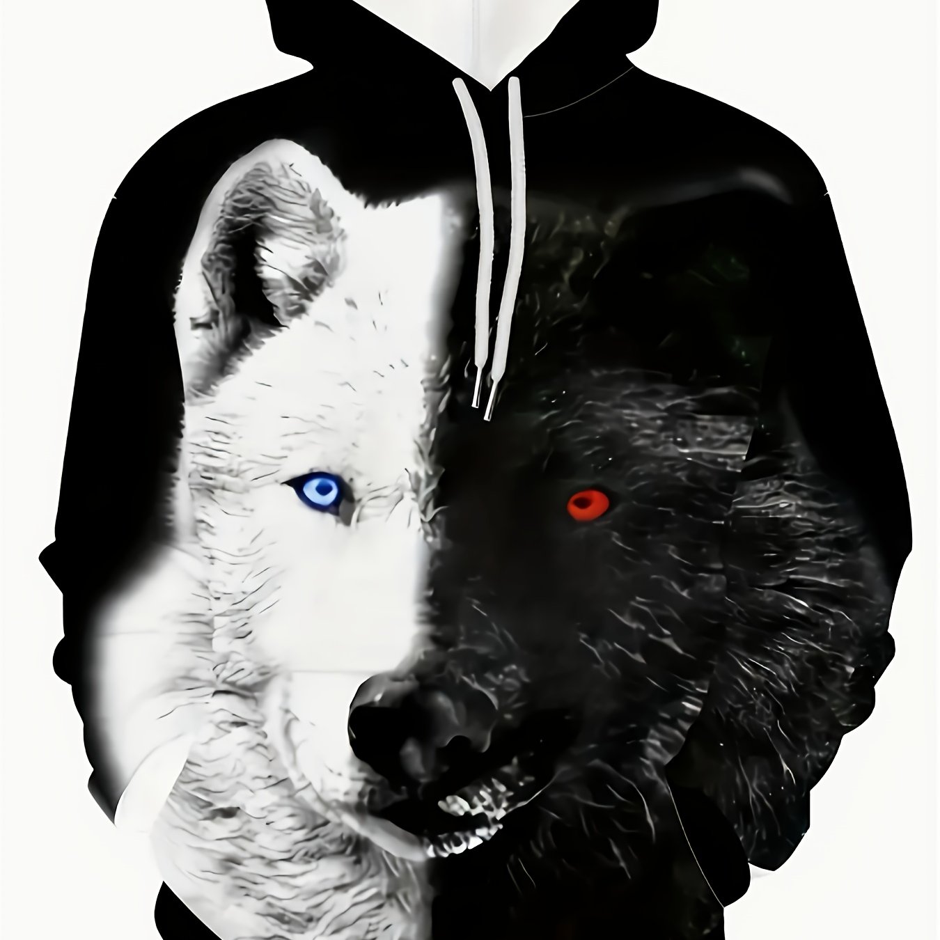 TEMU Sudadera con Capucha de Moda con Estampado Digital - Sudadera de Otoño - Estampado Digital 3D - Diseño de Perro Lobo de Dos Colores, de