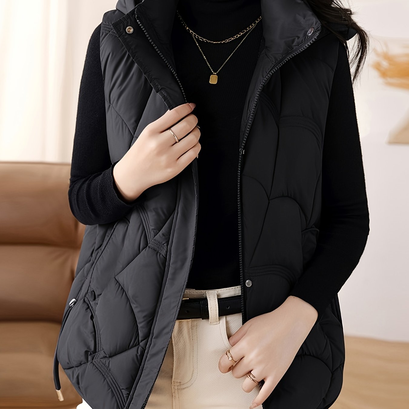 TEMU Gilet da donna e inverno con spalle scoperte, alla coreana, clip corte, giacca gilet versatile