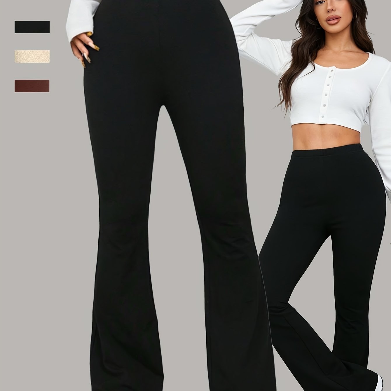 E-shop Elegante, weite Damen-Schlaghose - Unifarben, Schlafwäsche, geeignet für Outfits, Partys & - maschinenwaschbare Schlaghose