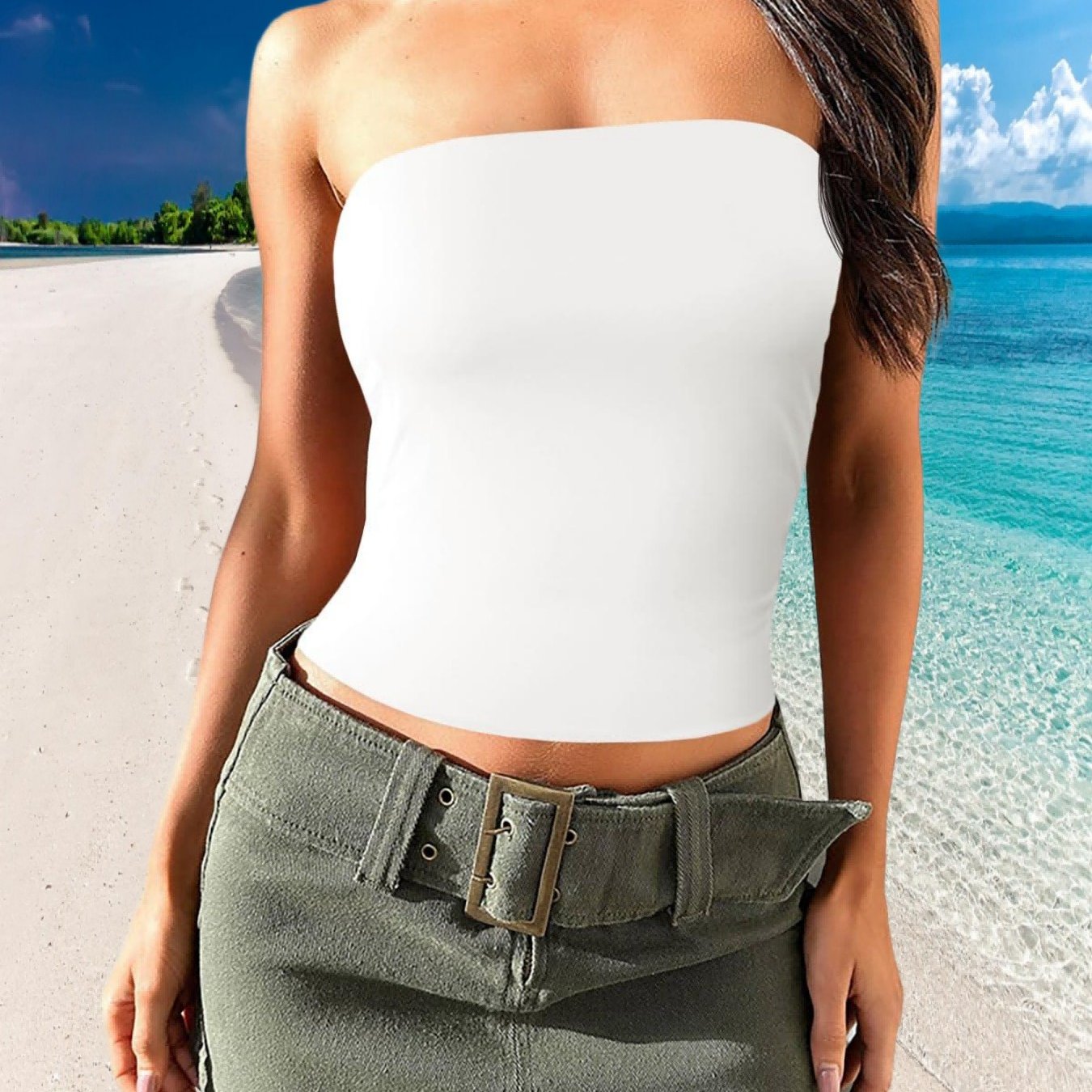 Image of Women' Spring Summer Tube Tops Strapless No Pad Clubwear Y2k Going Out Stretchy Basic Casual Cami Tops