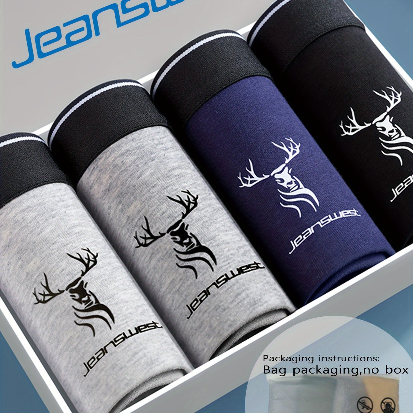 Jeanswest 4-pack Men's Underwear, Breathable Boxer Briefs, Classic Fashion High Elasticity Comfortable Trunks, Gift For Eld, Gift For Ramadan