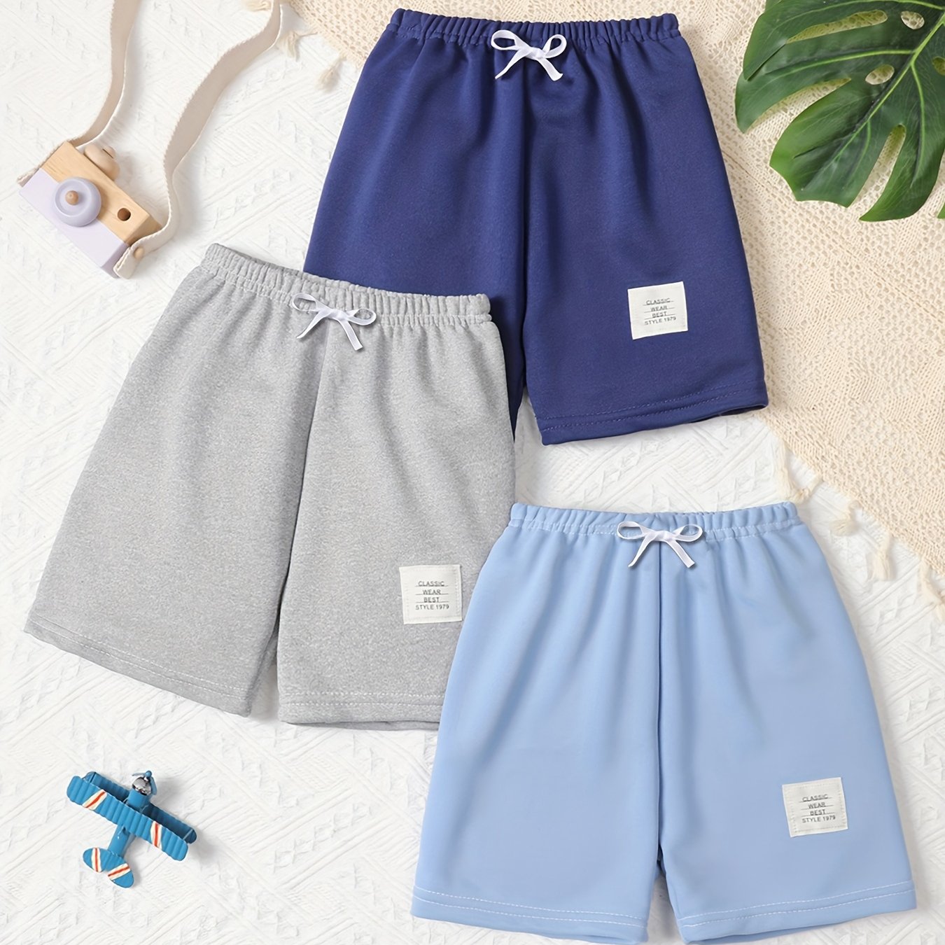 Image of Pc Of ' Five- Spring Summer Medium-large Size Boy's Girl Baby Drawstring Loose Solid Color S Badge Brother S Outdoor Casual Sports Beach Children' Model, Perfect For Outdoor