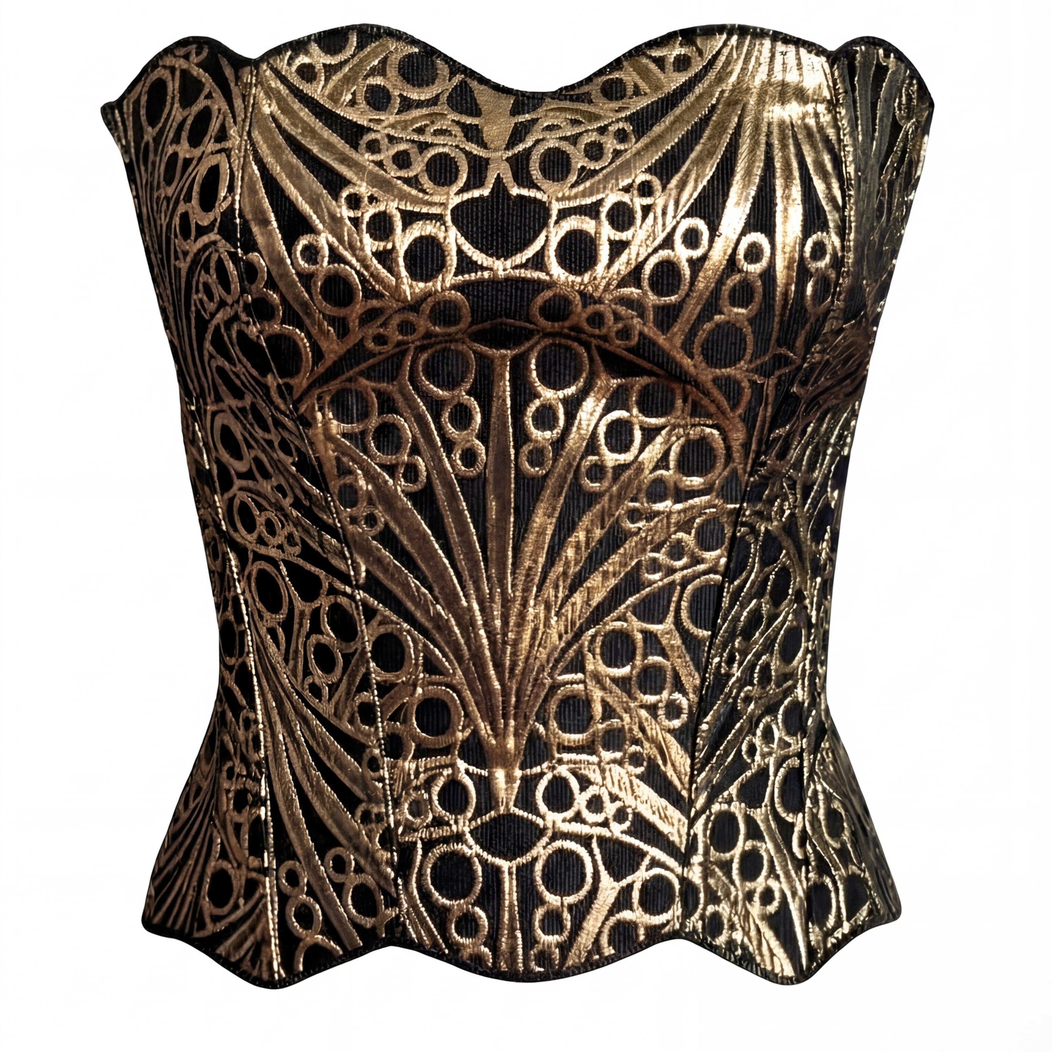 TEMU Corset Femme Rétro Noir & Doré / Irrégulière - Haut Moulant pour avec Fermeture à Lacets, Améliorateur Lavable à pour Occasions Spéciales & Port