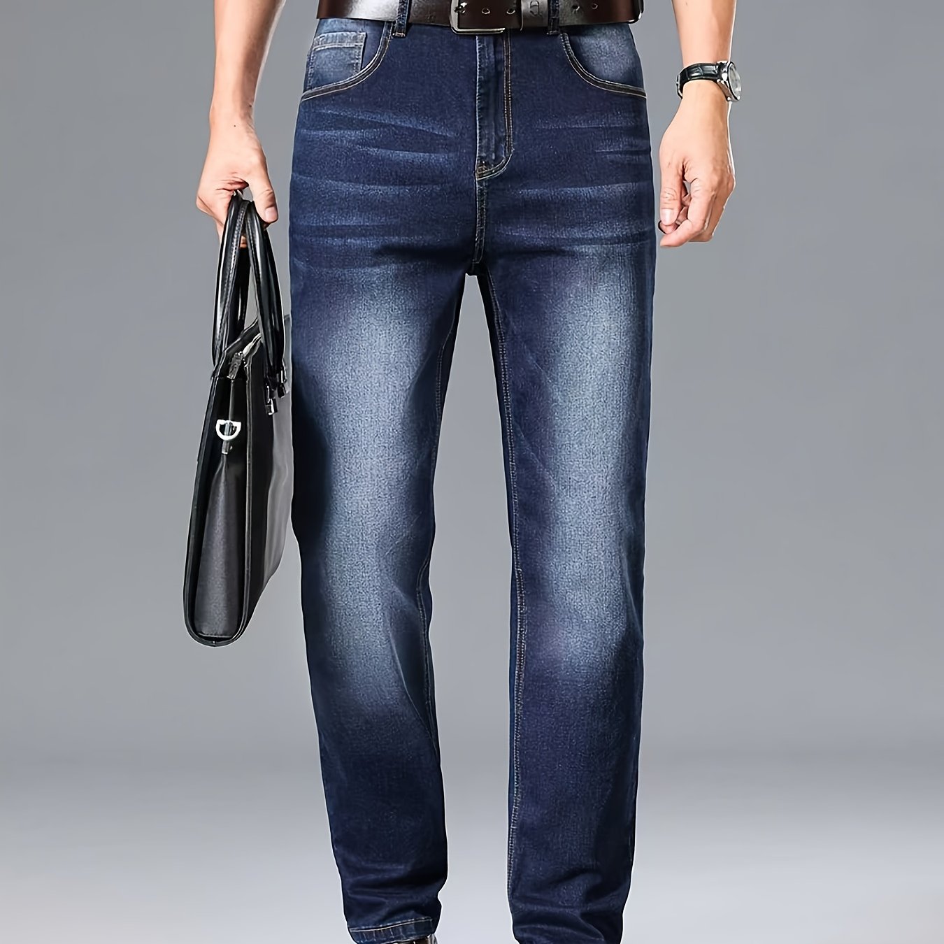 Plus Size And Extra-large Men's Denim Casual Pants, Stretchy And Comfortable, Plus Size