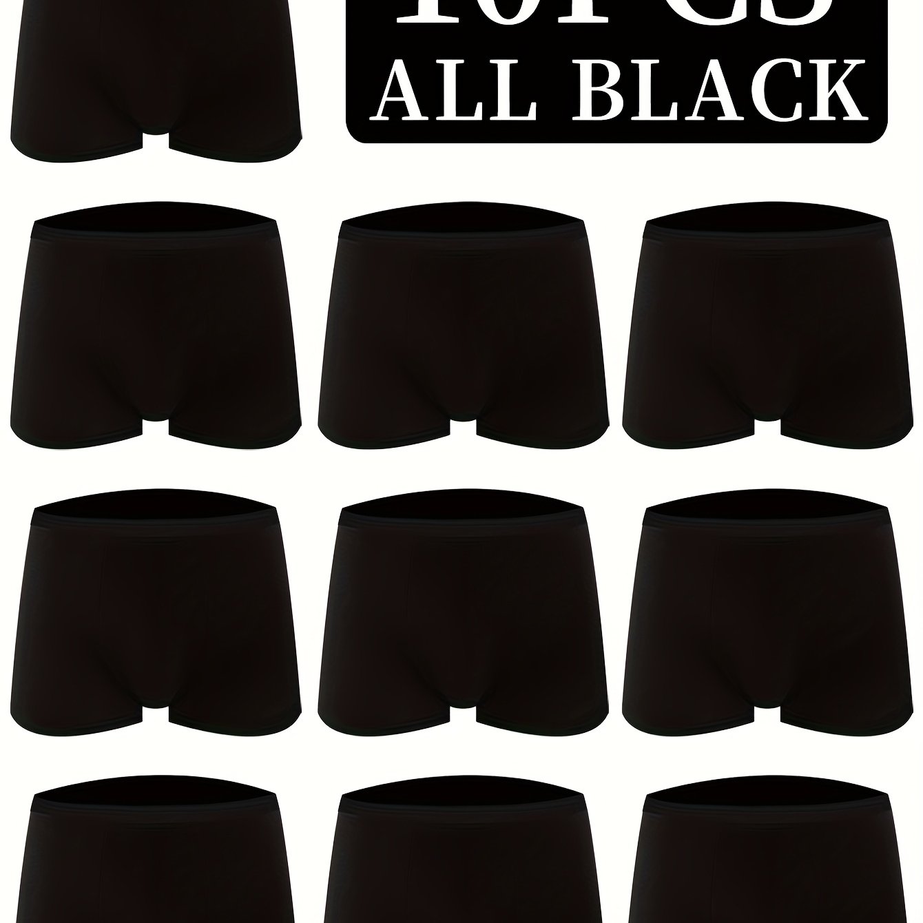 E-shop 10er-Pack Herren Unterwäsche, rein Schwarz: Atmungsaktive und schweißabsorbierende Boxershorts mit hoher Elastizität und kein Rutschfester Bund,