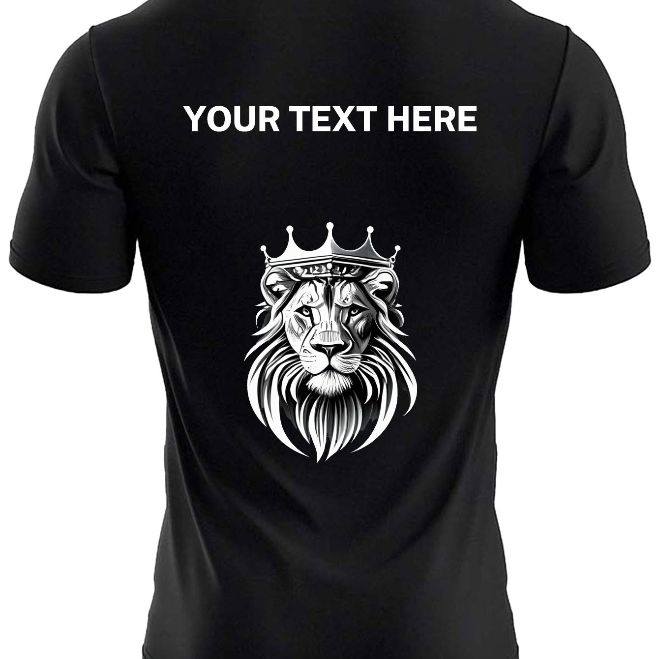 TEMU Custom T-shirt, Personalized Tees For Men, Lion In A Crown Print, Casual Short Sleeve Custom Printed T-shirt For Summer