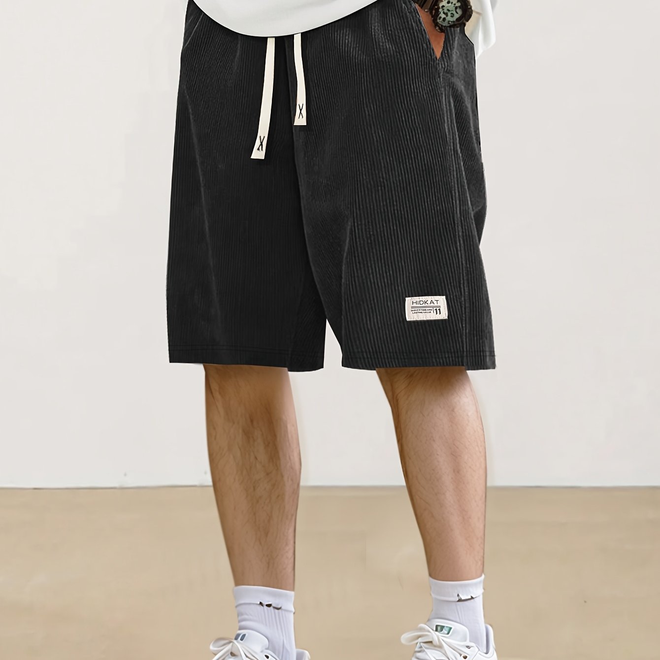 E-shop 1 Stück Herren-Flanellshorts mit Kordelzug und elastischem Bund, Sommer-Dünnschnitt mit Rückentasche für Freizeit und Strandaktivitäten