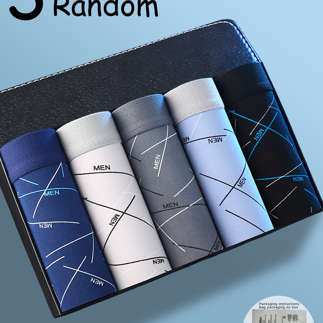 TEMU Random 3pcs Men's Briefs, Comfortable Breathable Fabric, -friendly Waistband, Easy , Suitable For Sports Or Casual Men's Briefs