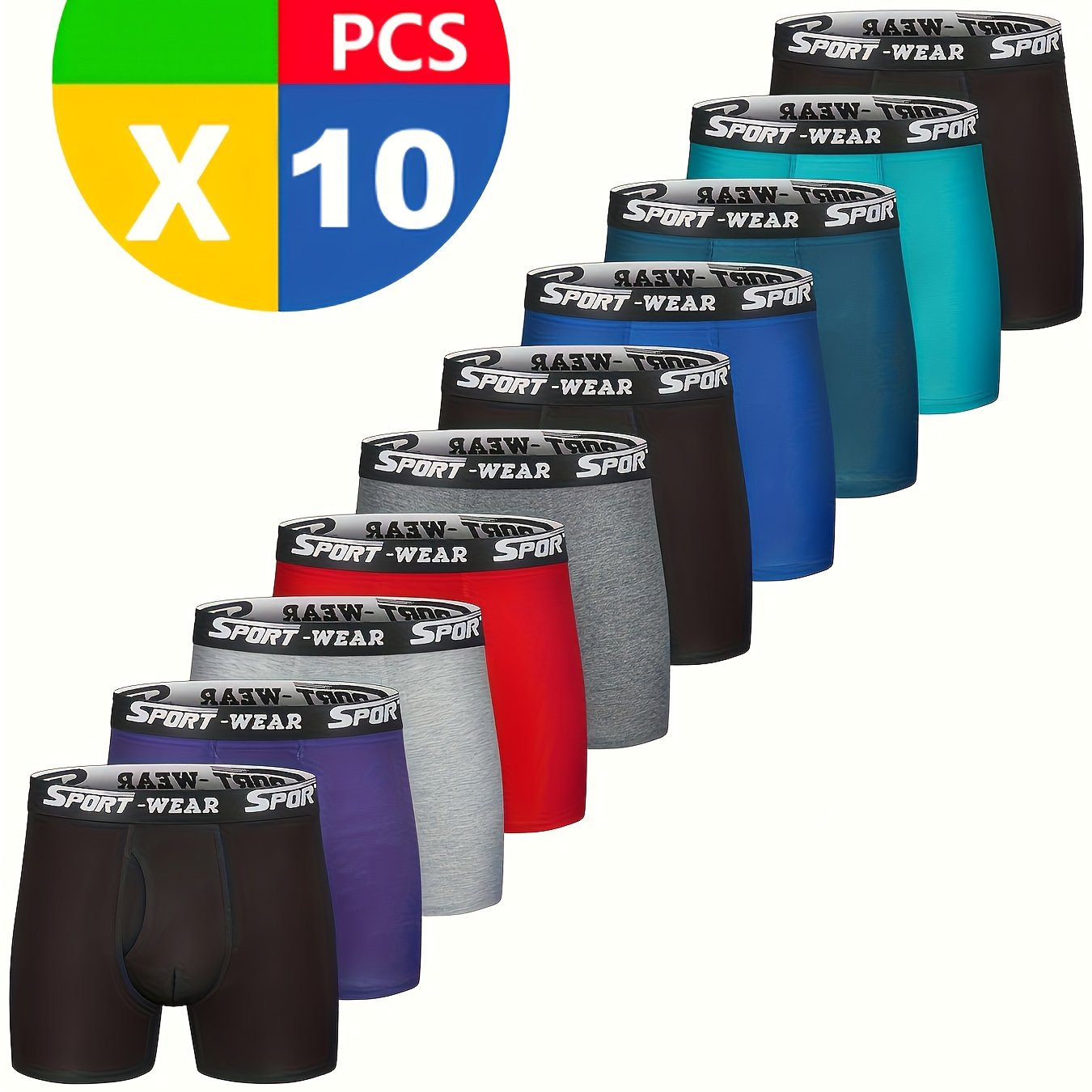 TEMU Pack Of 's Pure Boxer Briefs - Non Upturned Mid Stretch, Side Opening Men's Boxer Briefs, Solid , Machine Washable, Hand Washable, Breathable,