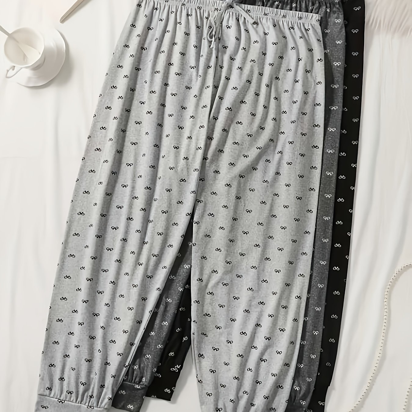 TEMU 3pcs Bow Pattern Adjustable Women's Plus Size Pajamas Soft Comfortable Wear