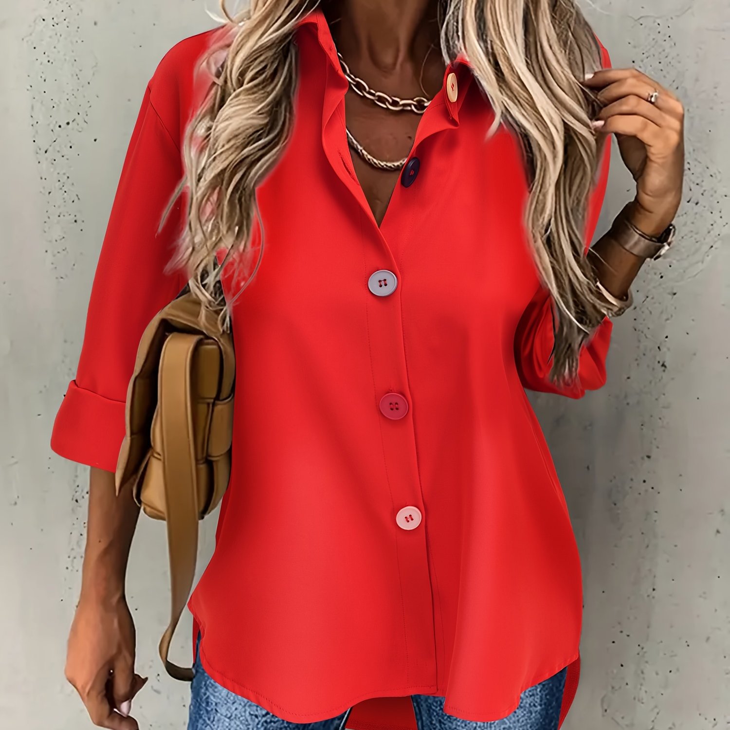 Fashion Women's Casual Personality Button- Shirt