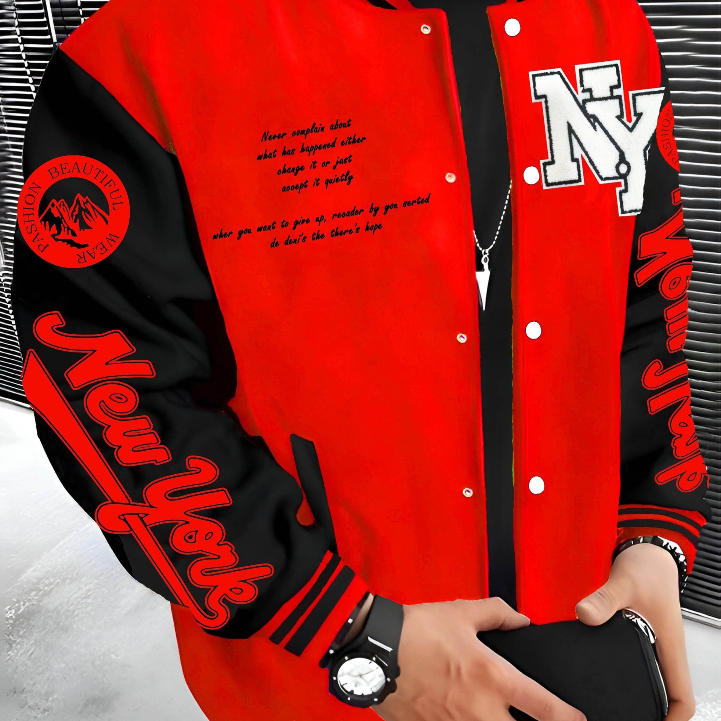 TEMU Veste de la série , nom , printemps automne hiver, légère, chaude, en polaire, uniforme de baseball, veste de marque tendance, vêtements hip-hop